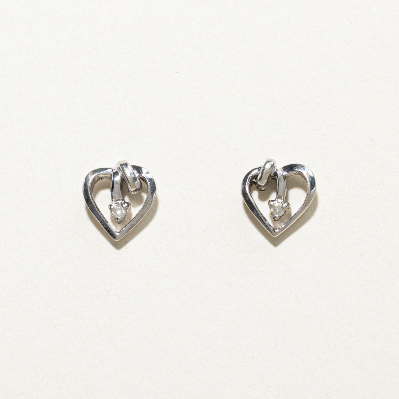 14K Diamond Twisted Heart Stud Earrings | 0.02ctw