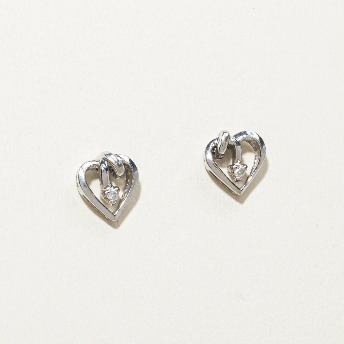 14K Diamond Twisted Heart Stud Earrings | 0.02ctw