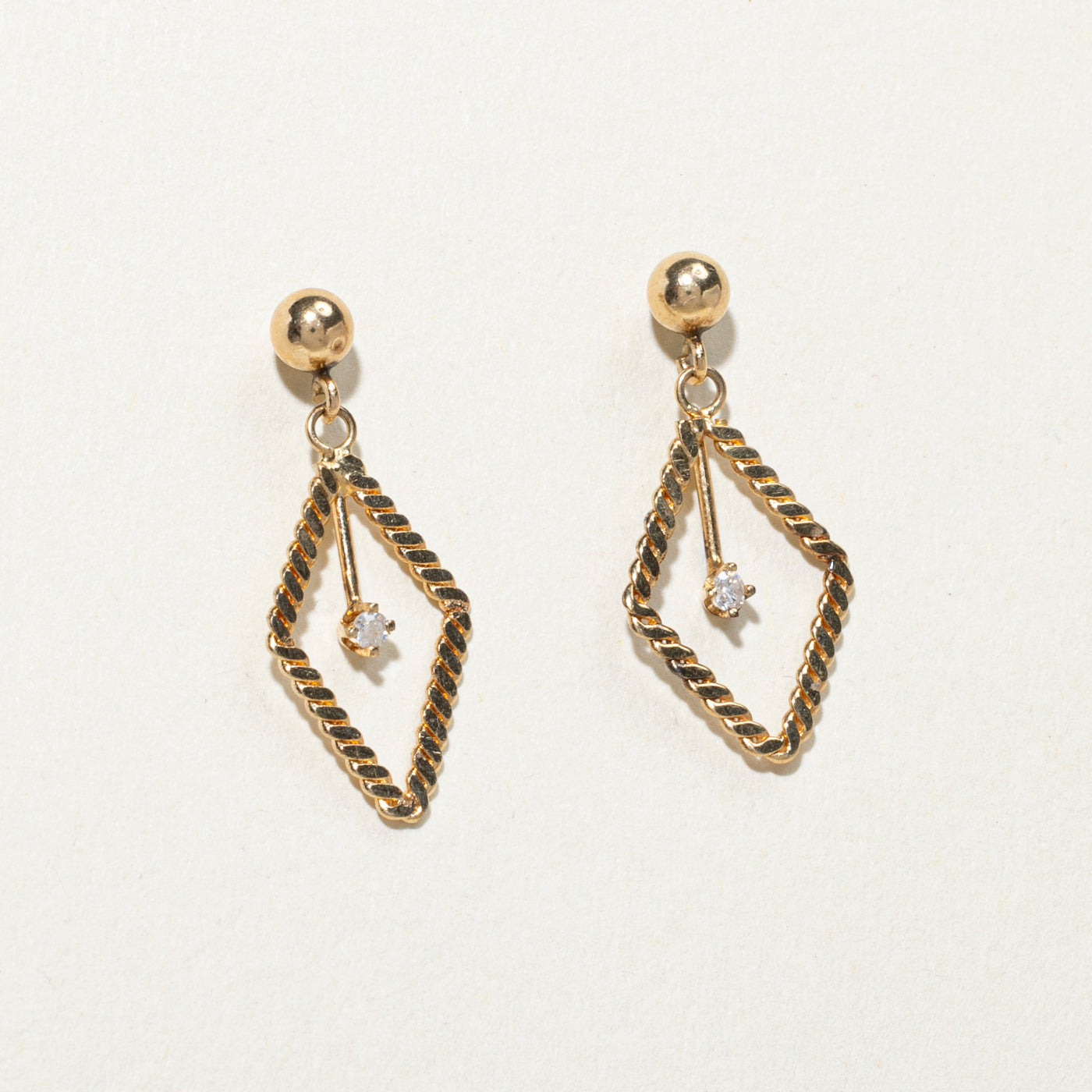 14K Diamond Geometric Drop Earrings | 0.05ctw