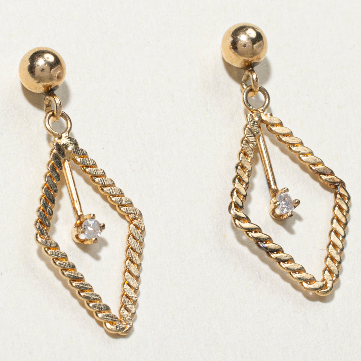 14K Diamond Geometric Drop Earrings | 0.05ctw