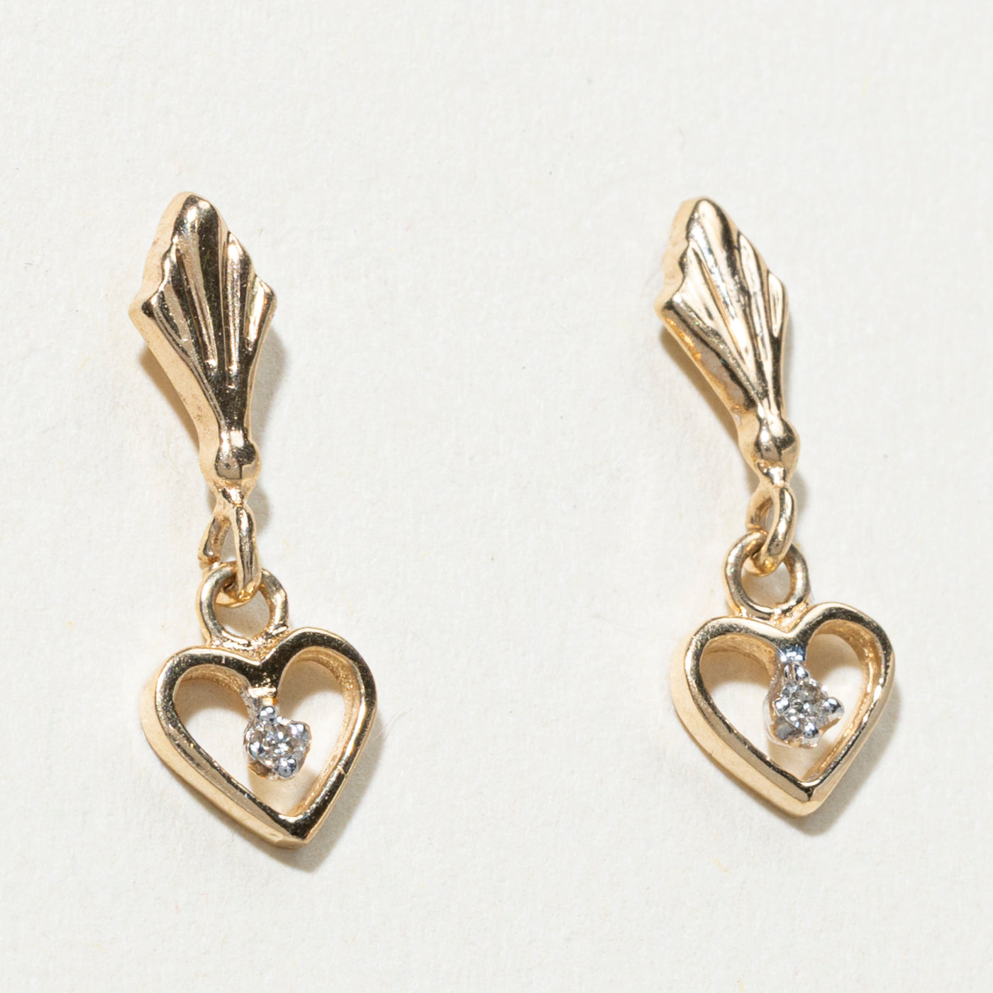 14K Diamond Heart Drop Earrings | 0.02ctw