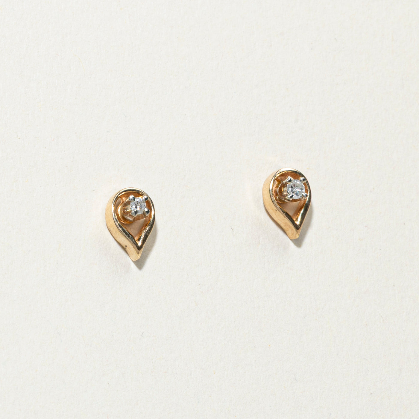 14K Diamond Teardrop Stud Earrings | 0.05ctw