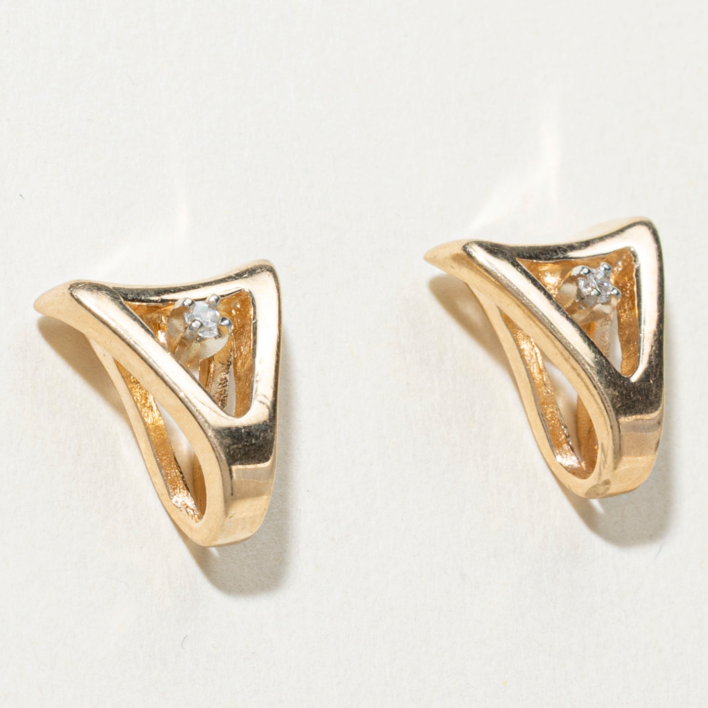 10K Diamond Triangle Stud Earrings | 0.03ctw