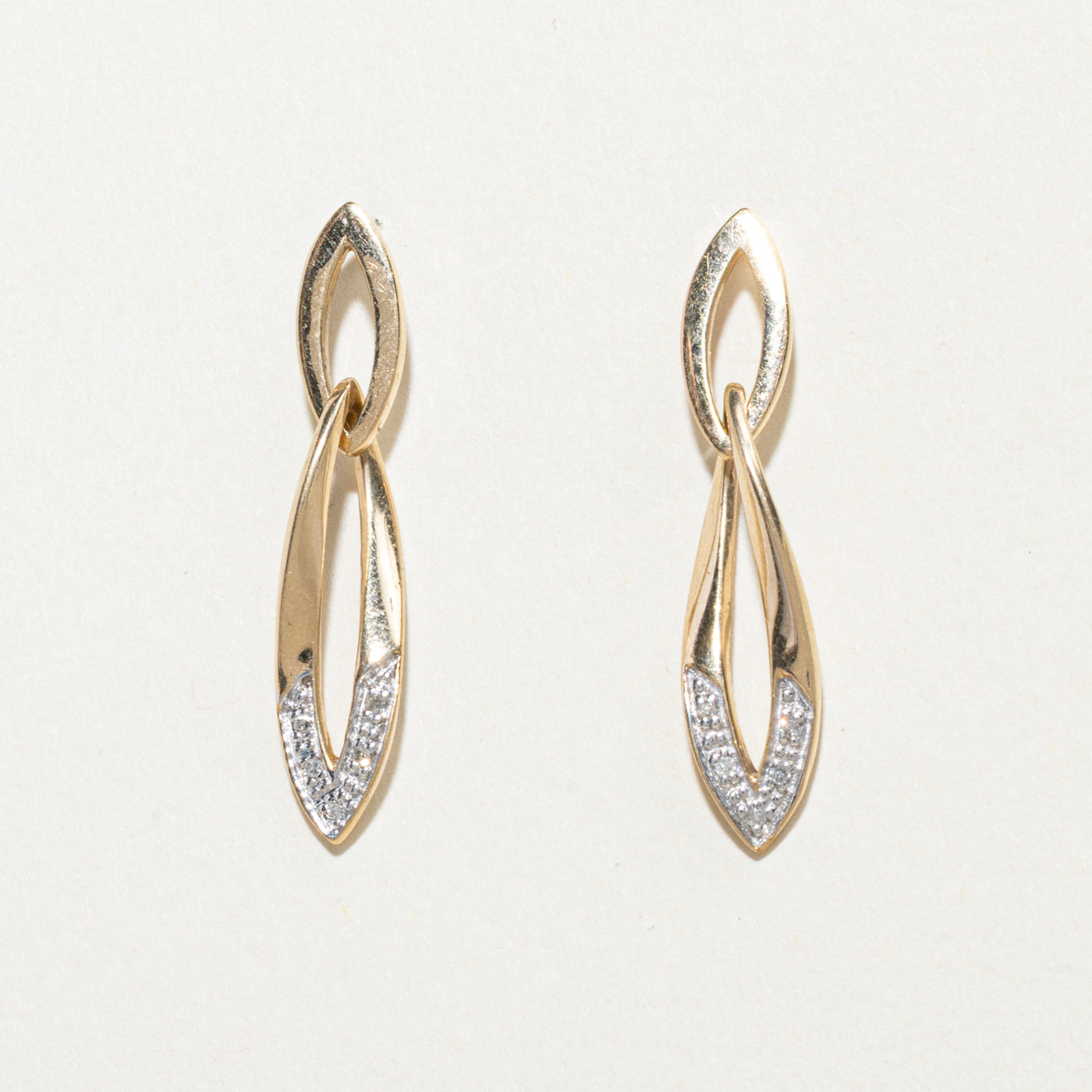 10K Diamond Marquise Link Drop Earrings | 0.04ctw