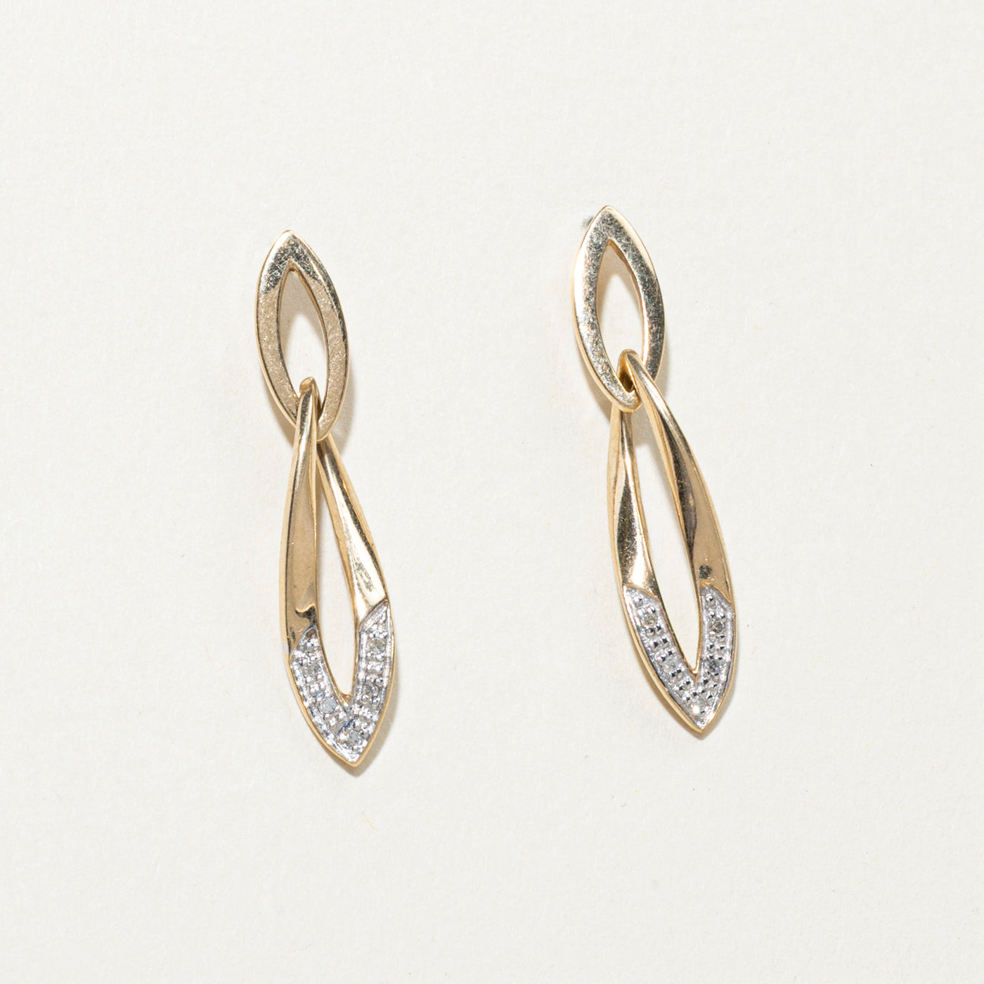 10K Diamond Marquise Link Drop Earrings | 0.04ctw