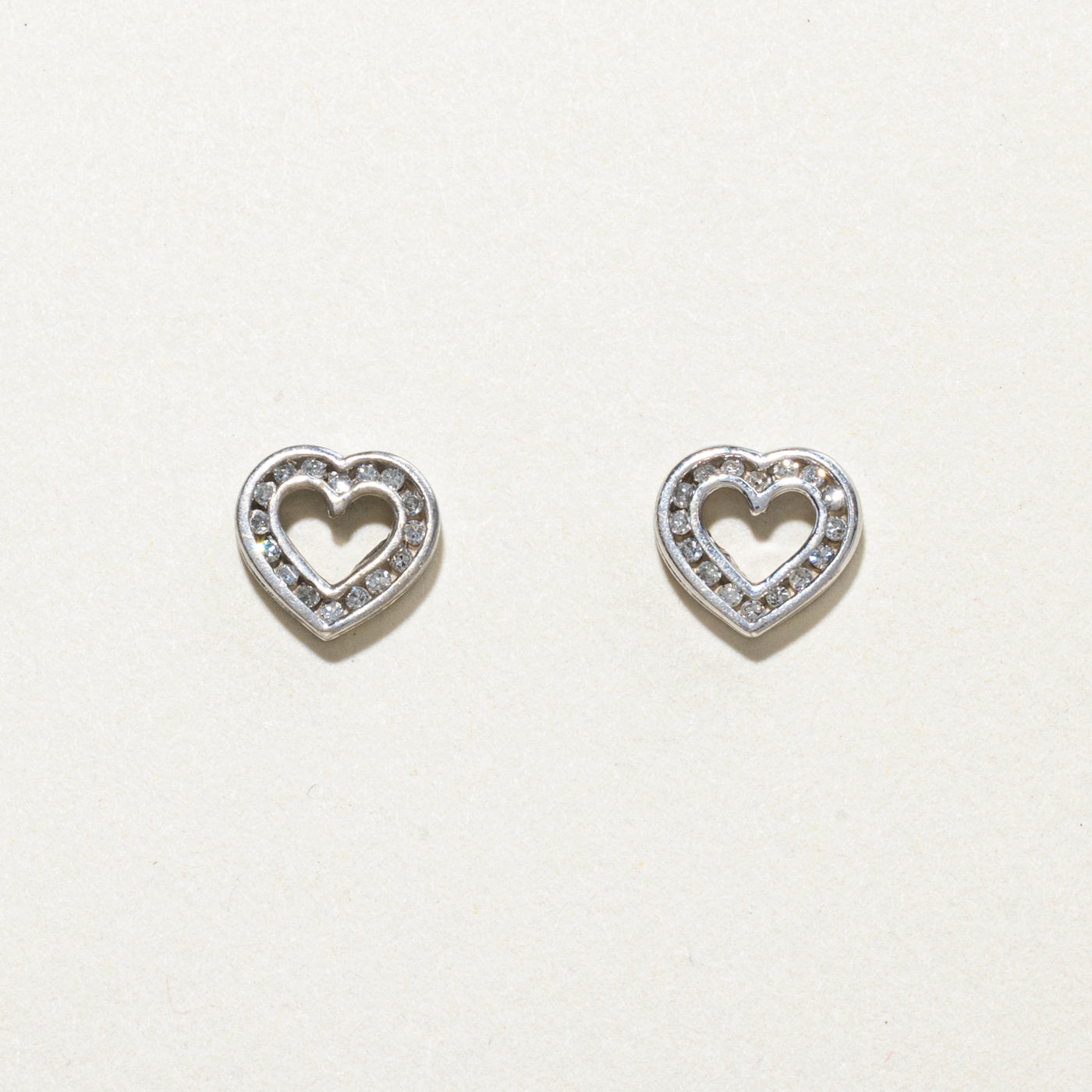 14K Diamond Open Heart Stud Earrings | 0.16ctw