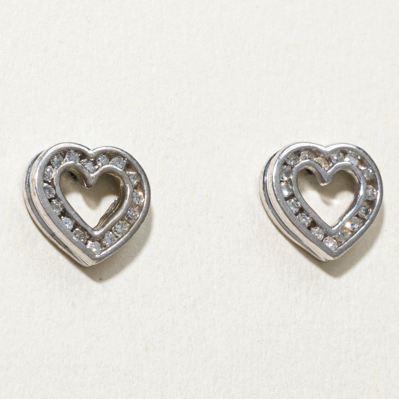 14K Diamond Open Heart Stud Earrings | 0.16ctw