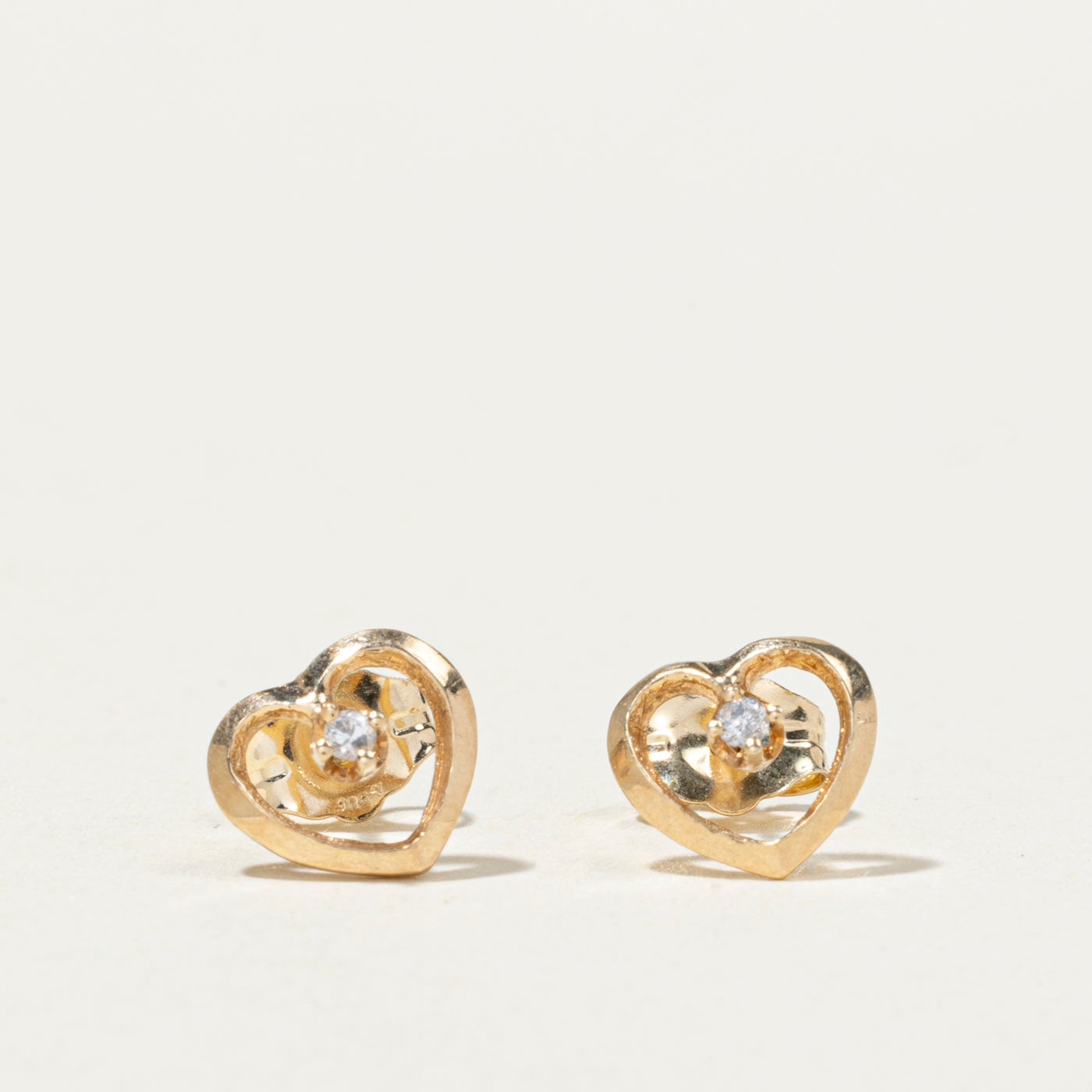 10K Diamond Heart Stud Earrings | 0.02ctw