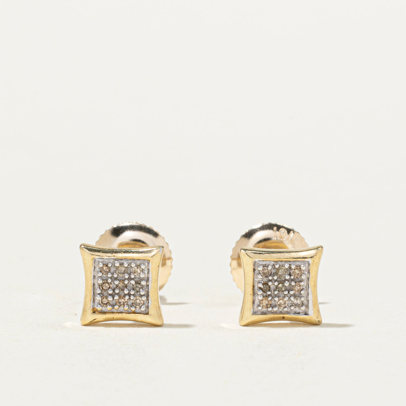 10K Diamond Square Cluster Stud Earrings | 0.04ctw