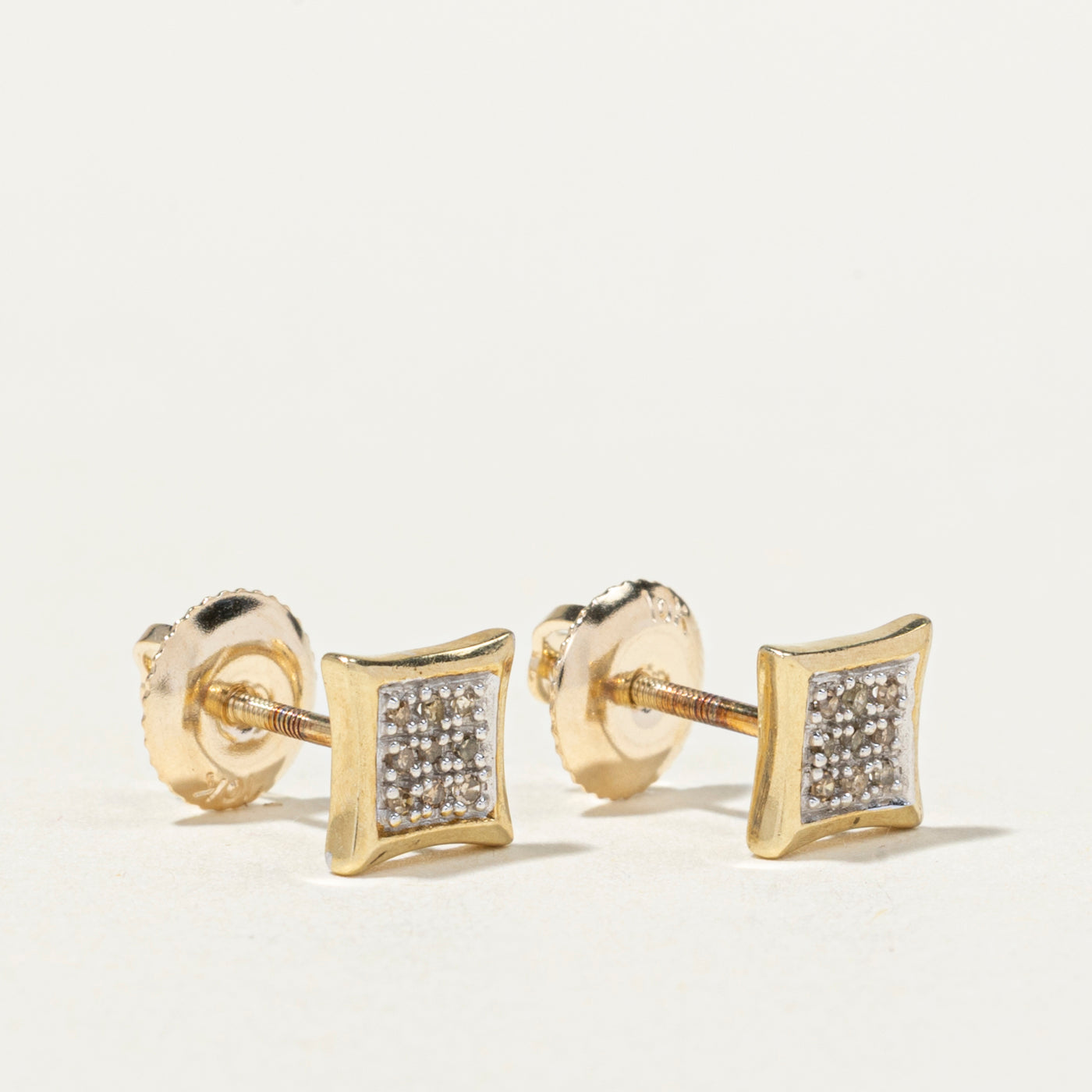10K Diamond Square Cluster Stud Earrings | 0.04ctw