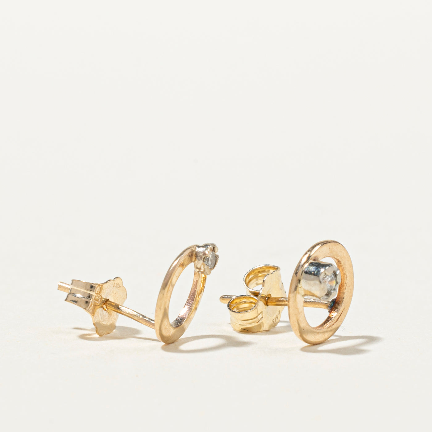 10K Diamond Open Circle Stud Earrings | 0.02ctw