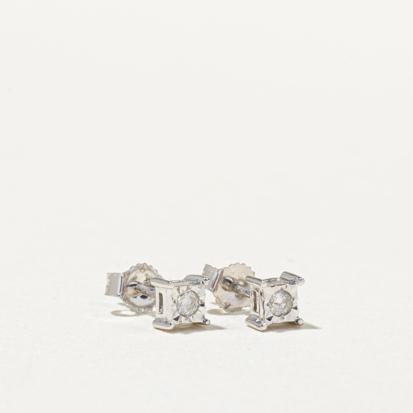 10K Illusion Set Diamond Square Stud Earrings | 0.05ctw