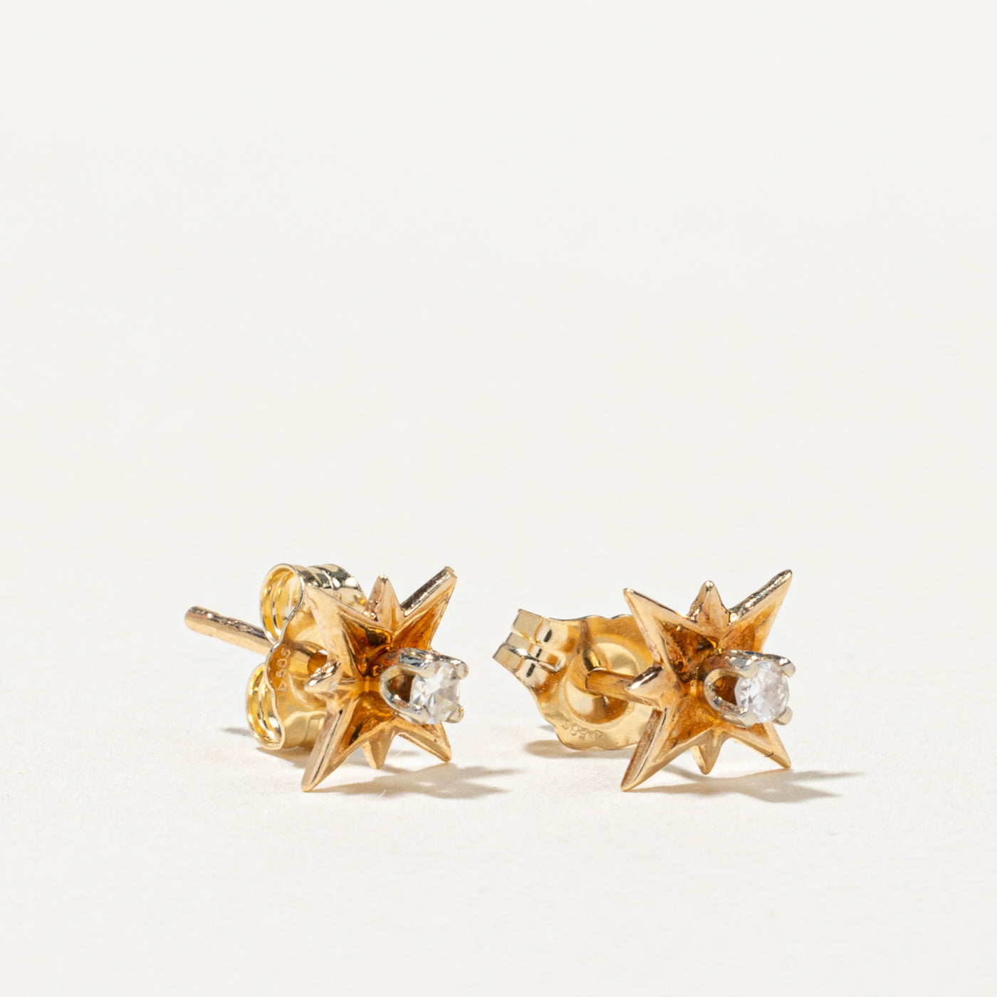 14K Diamond Star Stud Earrings | 0.06ctw