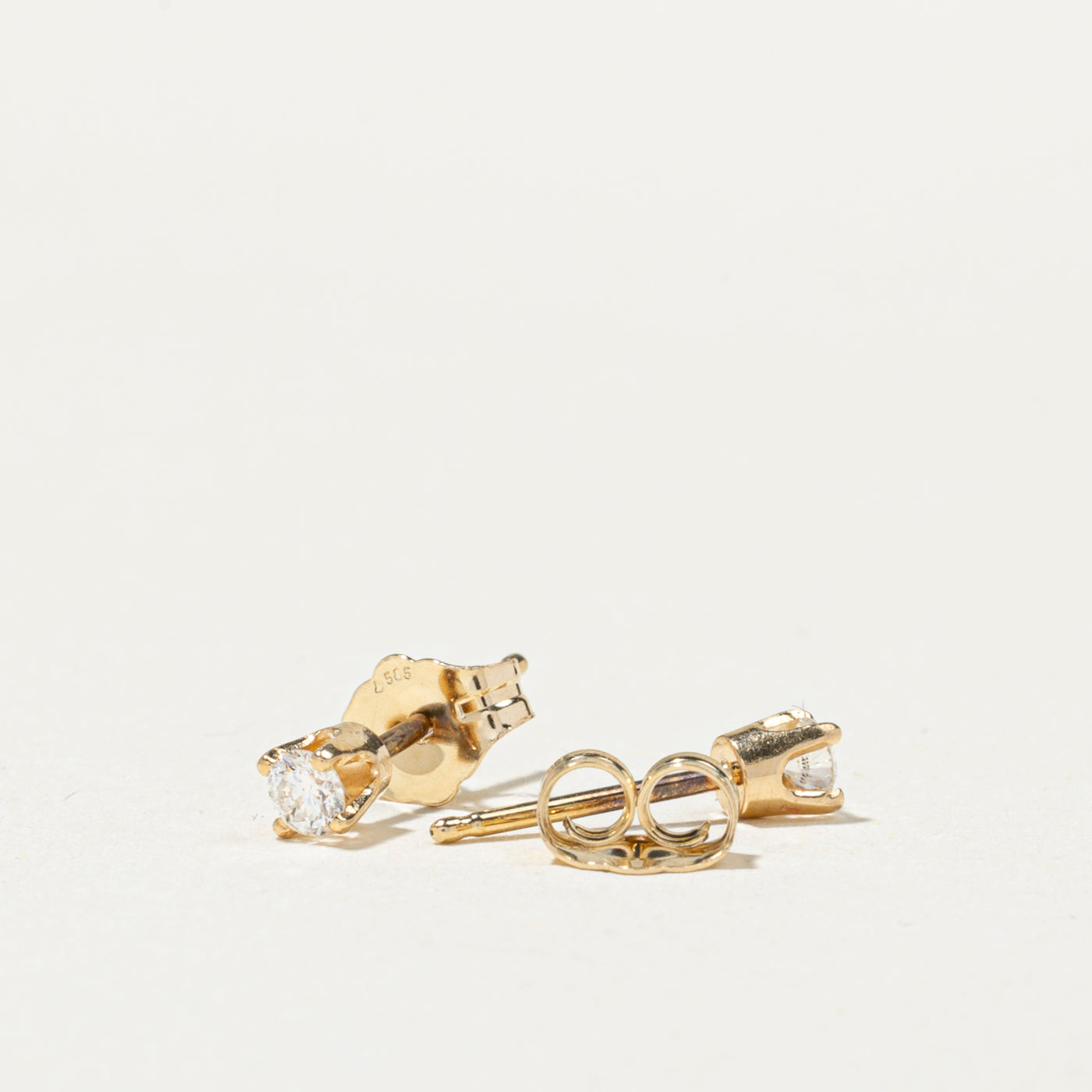 14K Solitaire Diamond Petite Stud Earrings | 0.12ctw