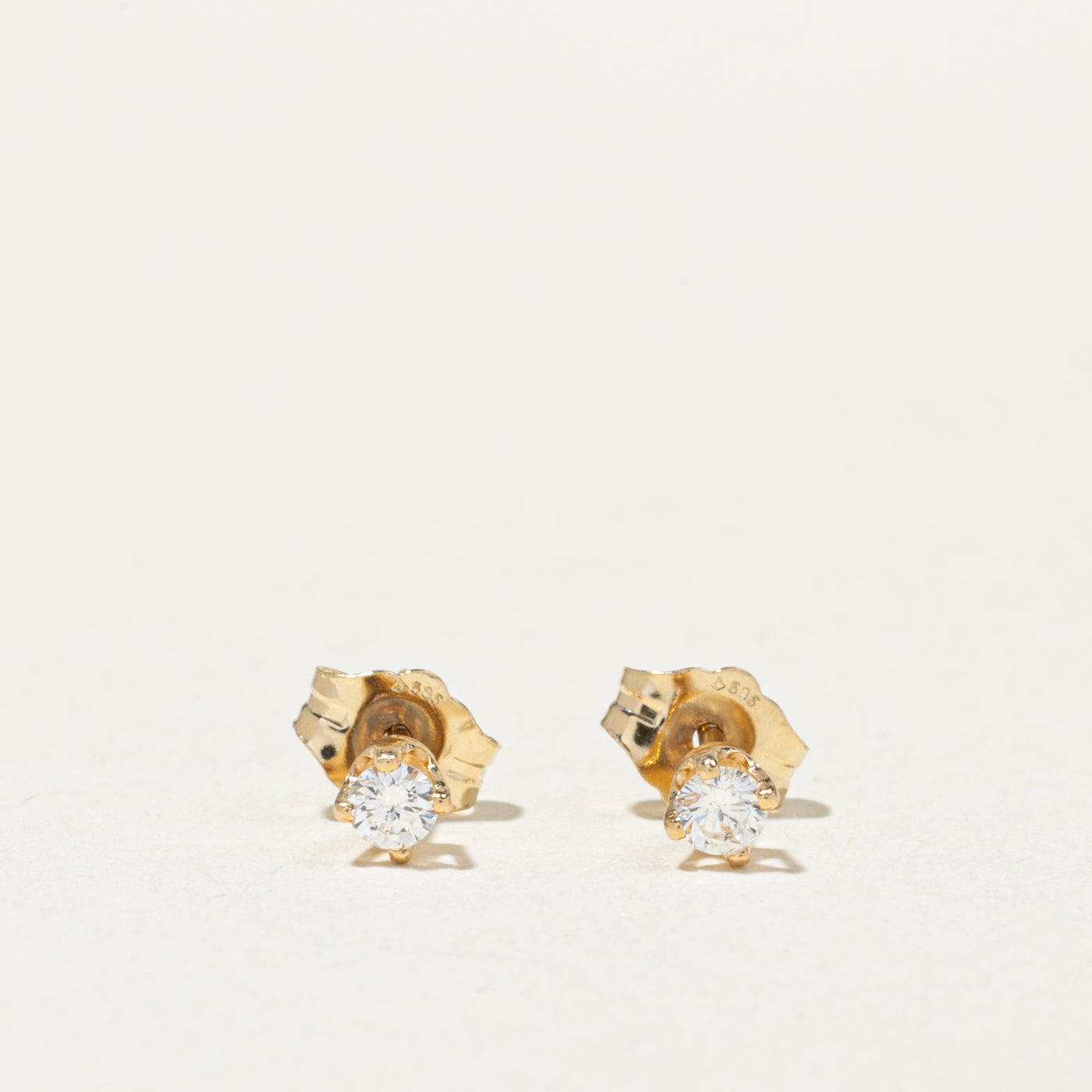 14K Solitaire Diamond Petite Stud Earrings | 0.12ctw