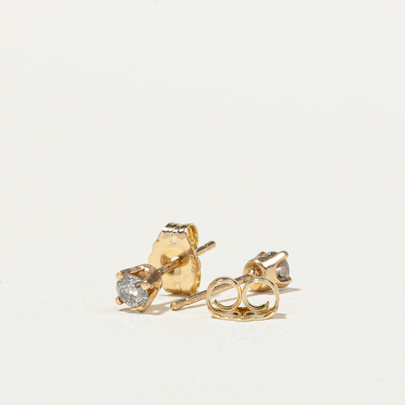 14K Solitaire Diamond Petite Stud Earrings | 0.16ctw