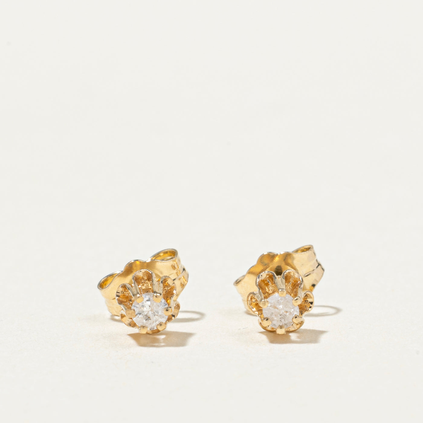 14K Belcher Set Diamond Stud Earrings | 0.10ctw