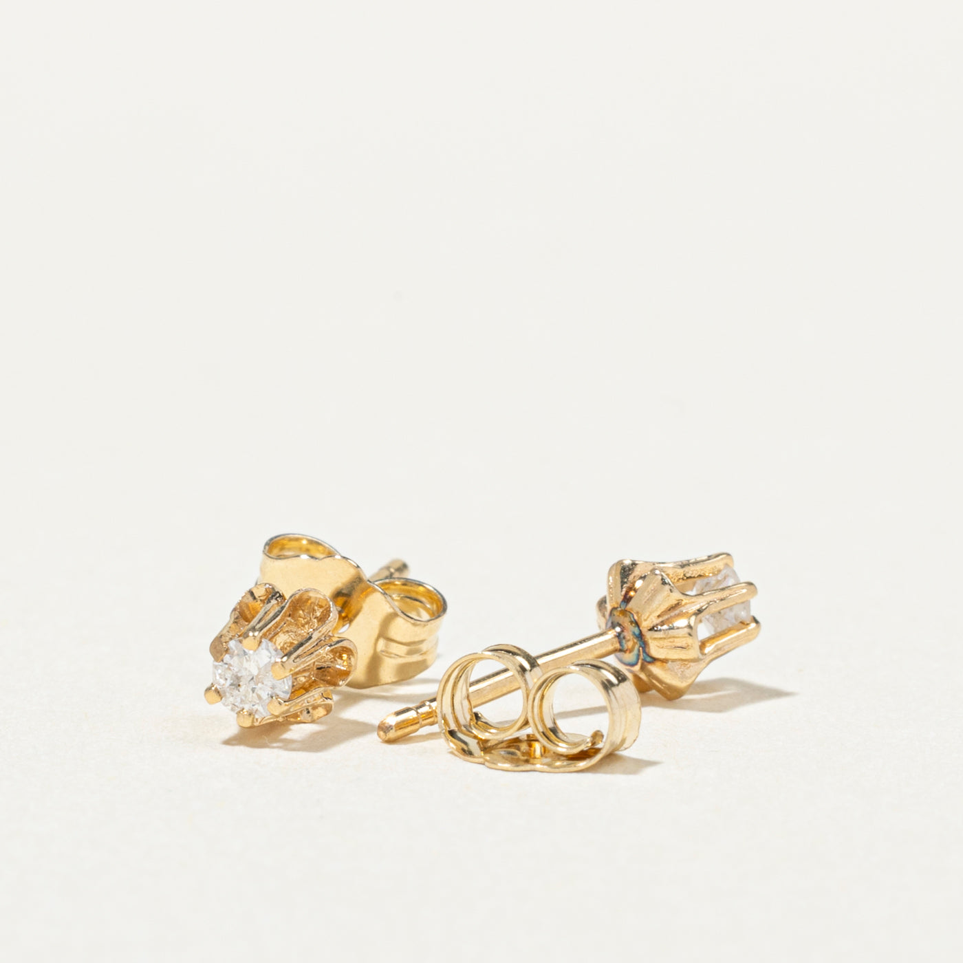 14K Belcher Set Diamond Stud Earrings | 0.10ctw