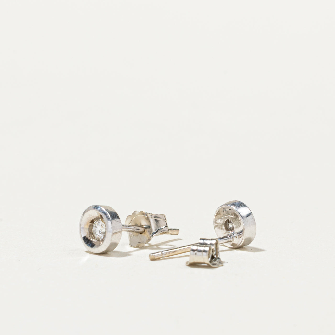 14K White Gold Diamond Petite Stud Earrings | 0.07ctw