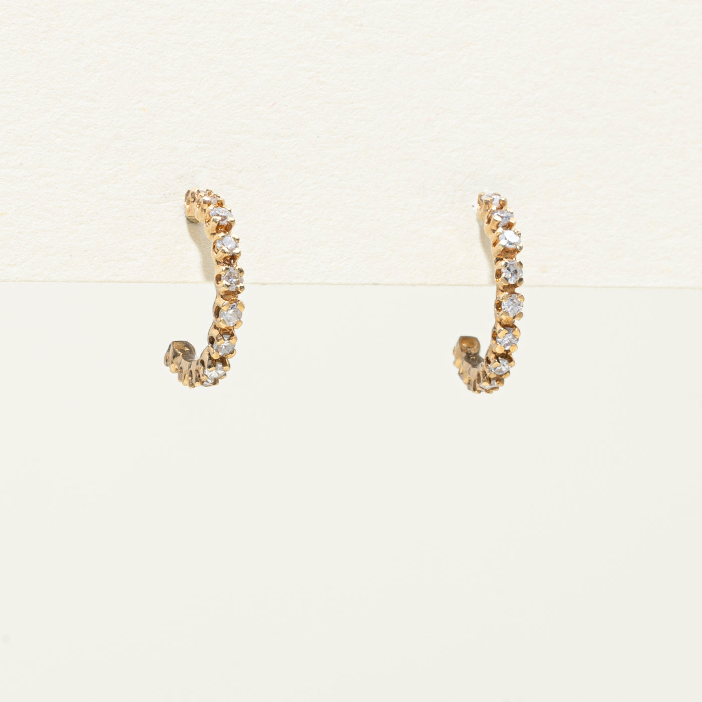 14K Yellow Gold Diamond Half Huggie Earrings | 0.28ctw