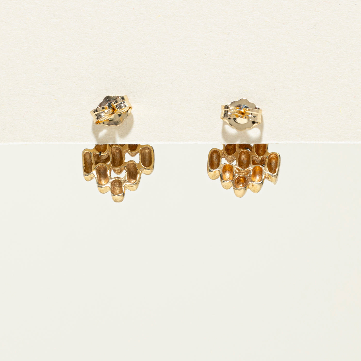 14K Diagonal Diamond Textured Geometric Stud Earrings | 0.07ctw