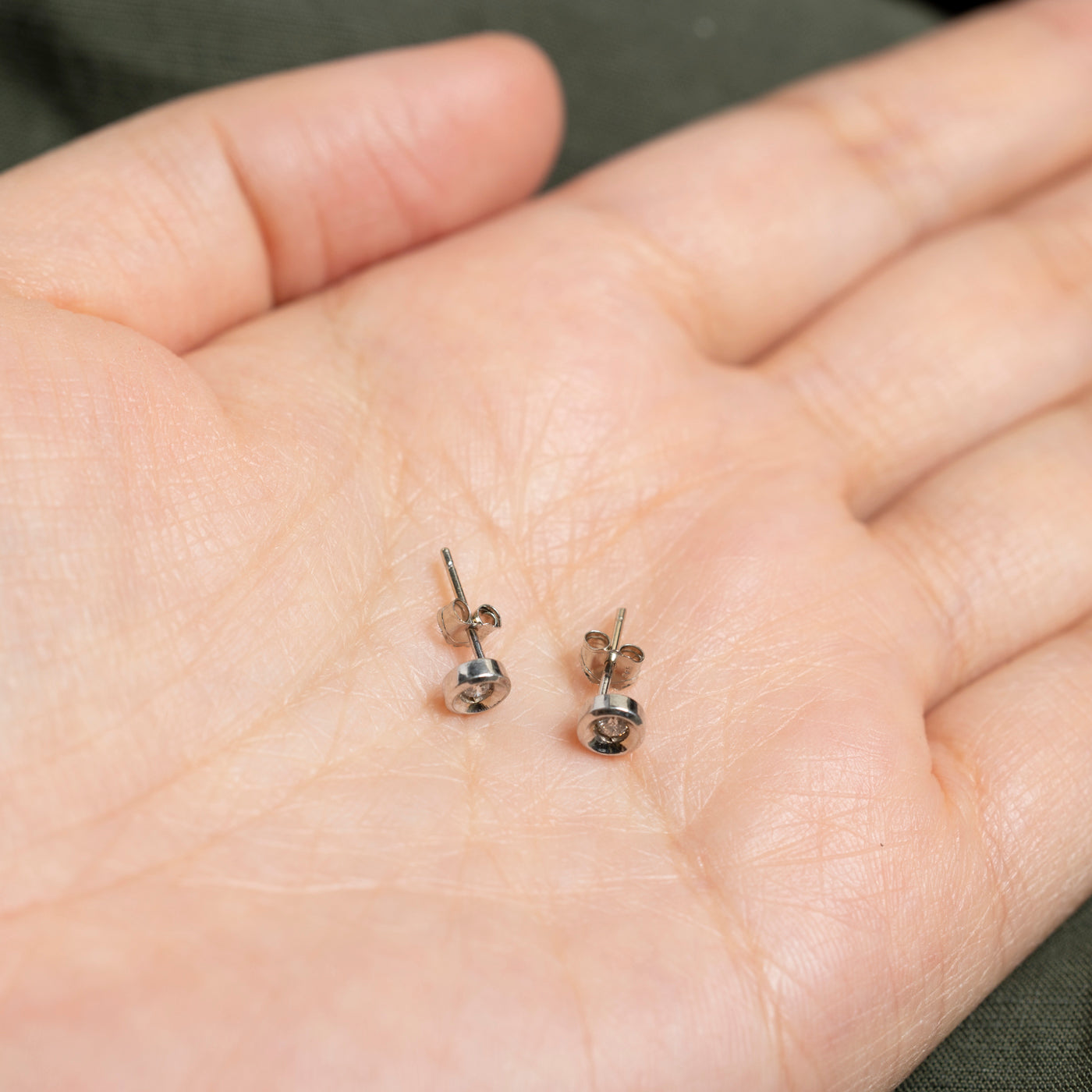 14K White Gold Diamond Petite Stud Earrings | 0.07ctw
