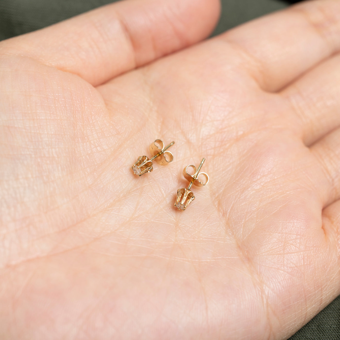 14K Belcher Set Diamond Stud Earrings | 0.10ctw