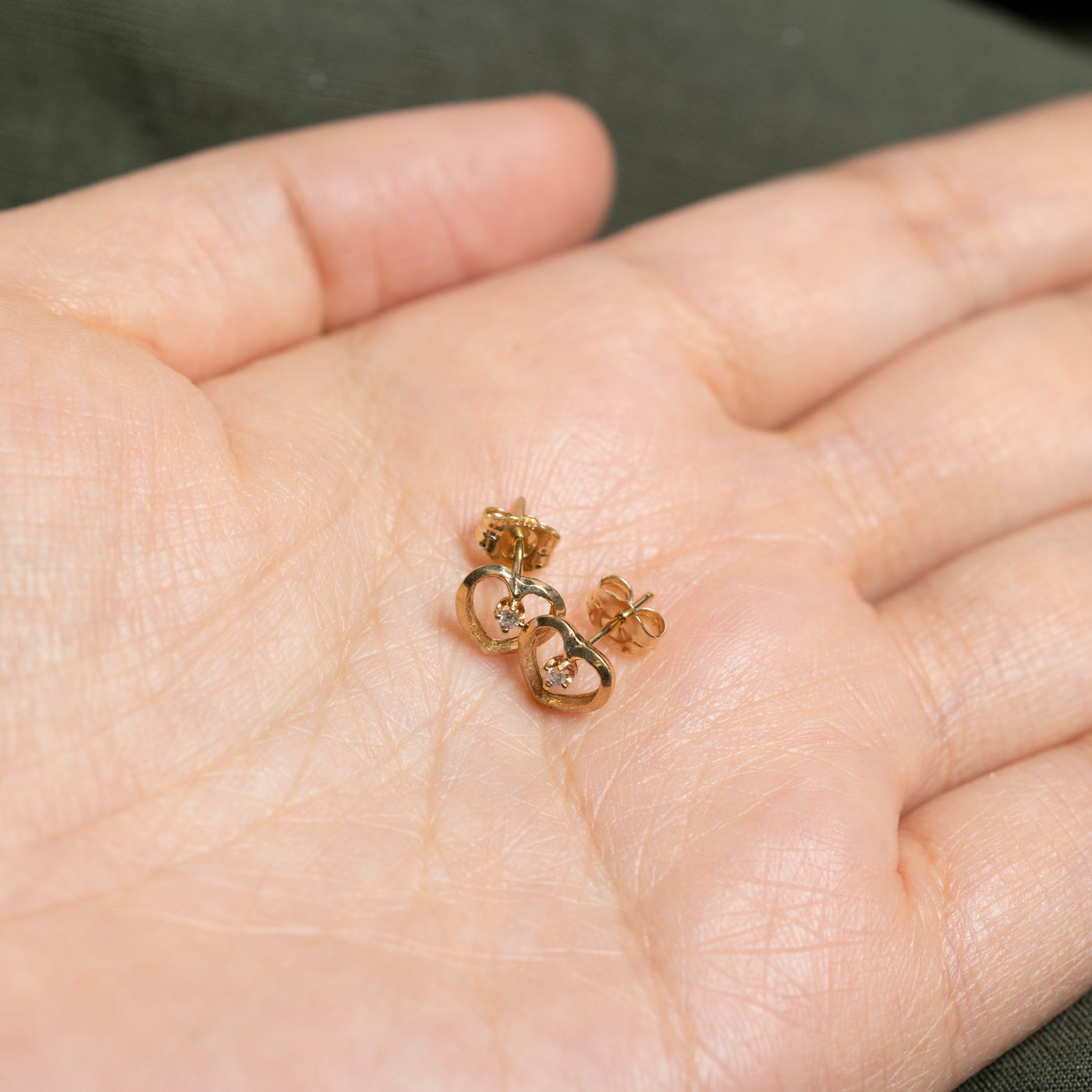 10K Diamond Heart Stud Earrings | 0.02ctw