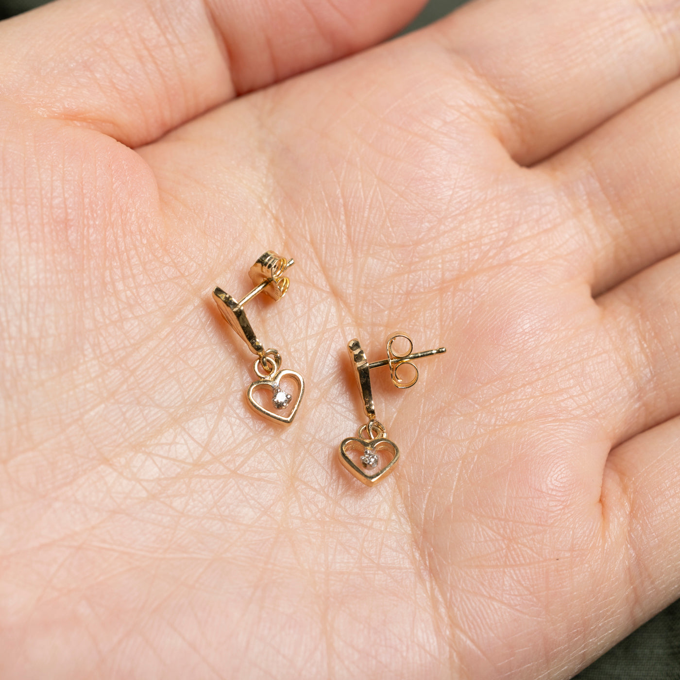 14K Diamond Heart Drop Earrings | 0.02ctw