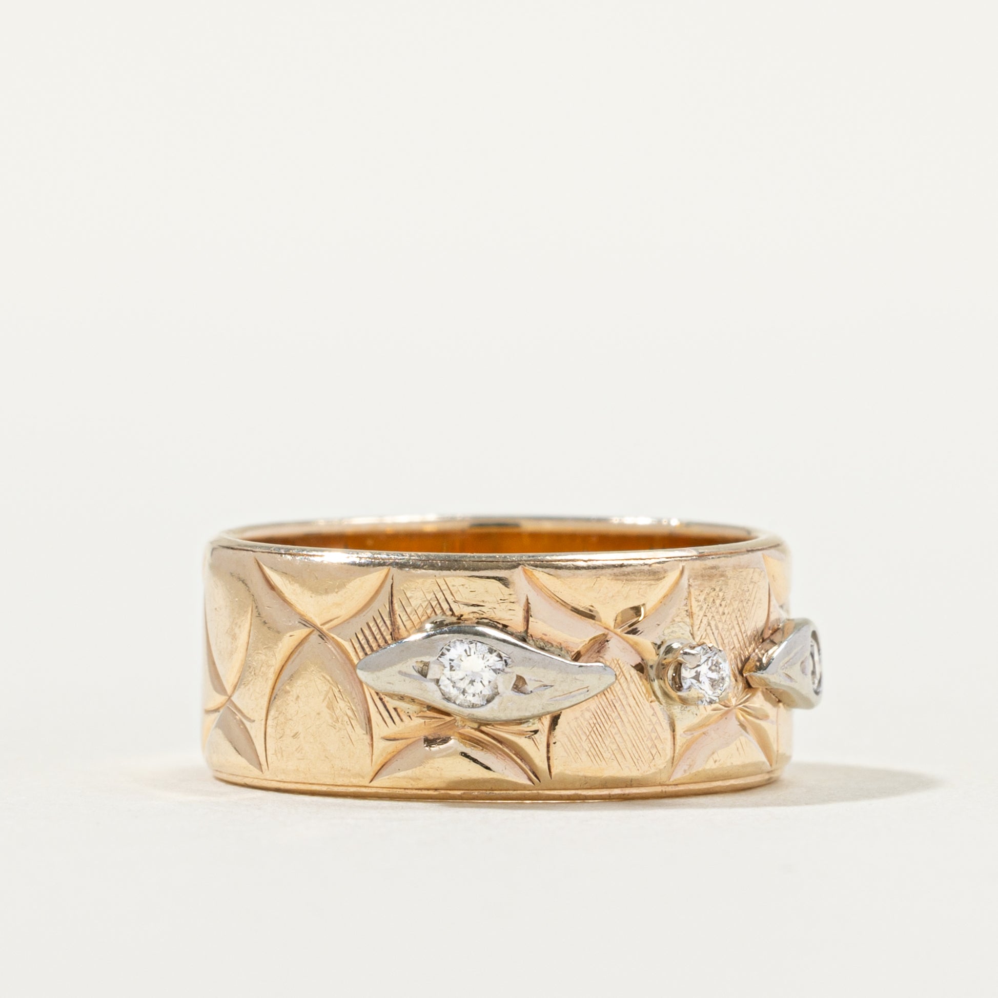 Bague texturée en diamant bicolore | Taille 6.0 |