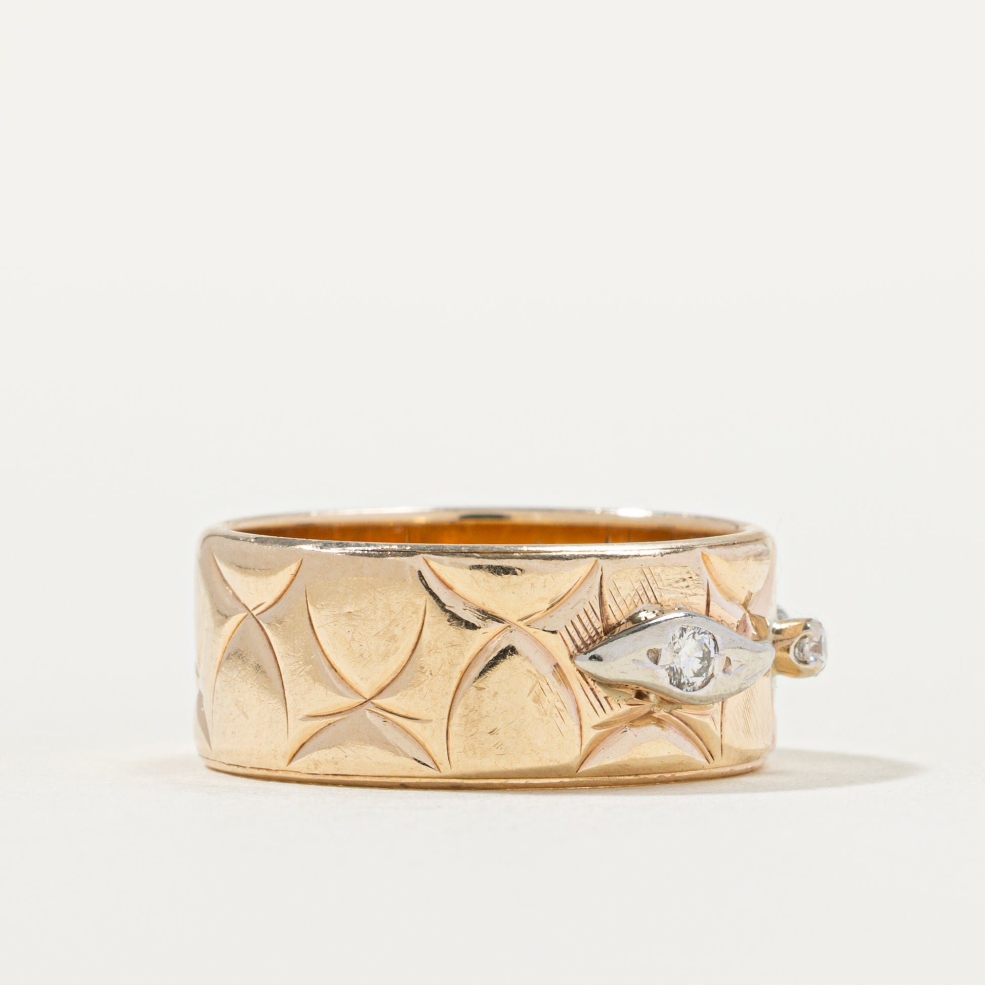 Bague texturée en diamant bicolore | Taille 6.0 |