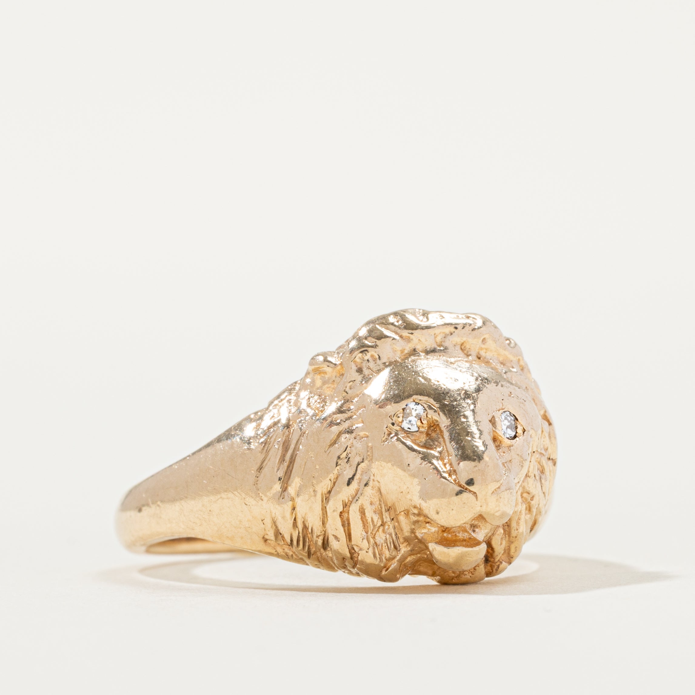 Diamond Lion Head Dome Ring | SZ 9.5 |
