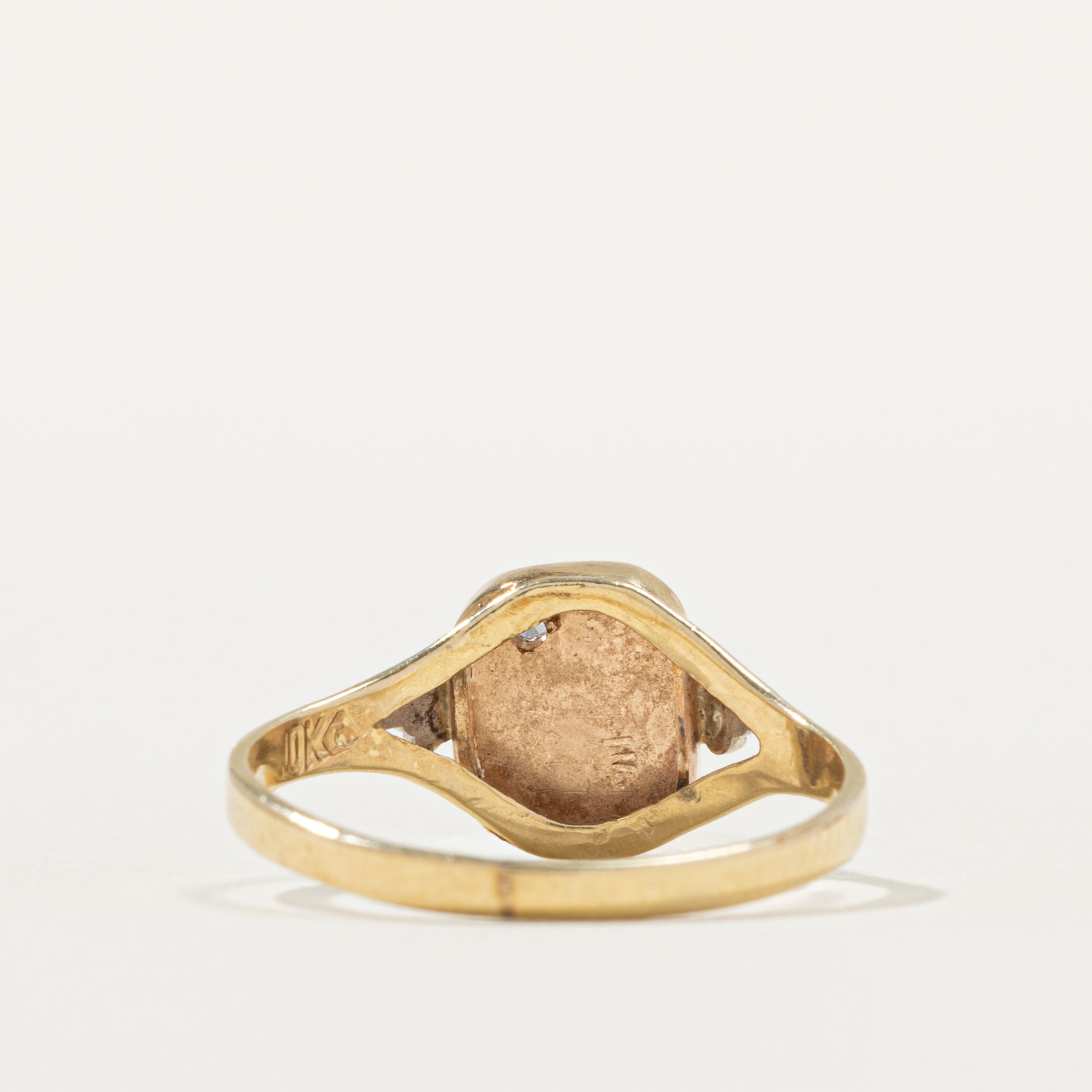 Star Set Diamond "L" Initial Signet Ring | SZ 6.5 |