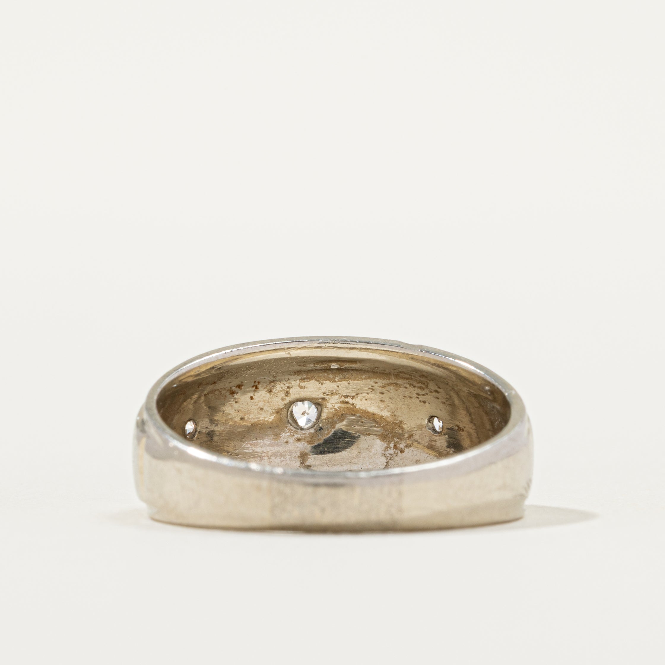 Three Stone Star Set Diamond Dome Ring | SZ 9.0 |