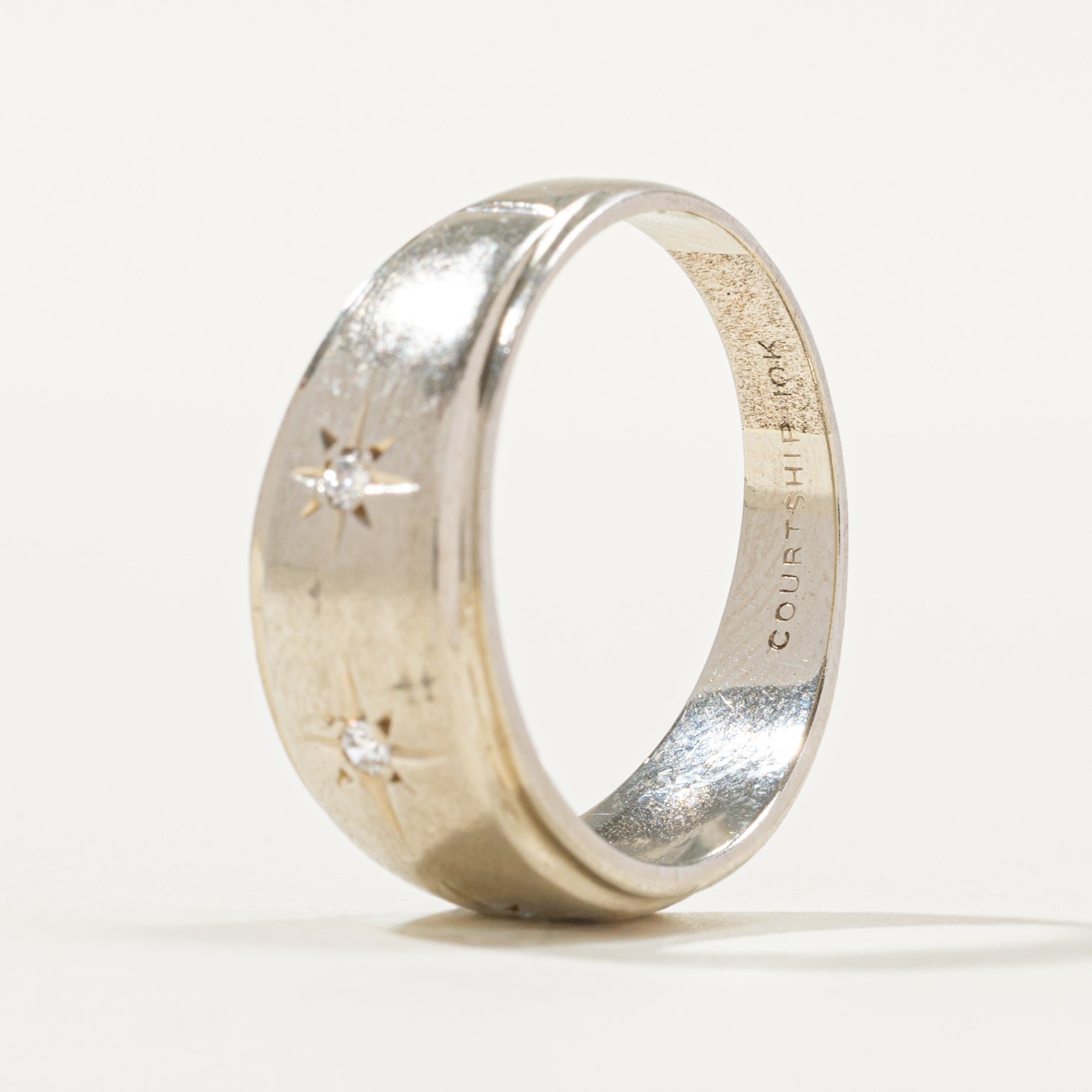 Three Stone Star Set Diamond Dome Ring | SZ 9.0 |