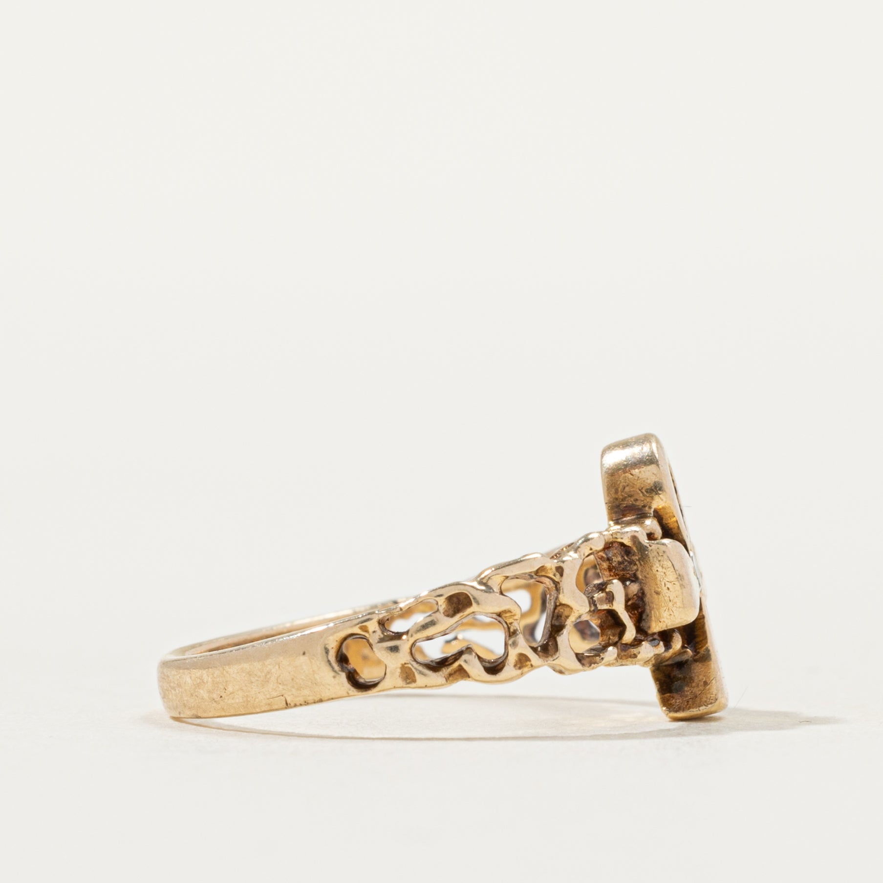 Star Set Diamond Ankh Cross Ring | SZ 3.25 |