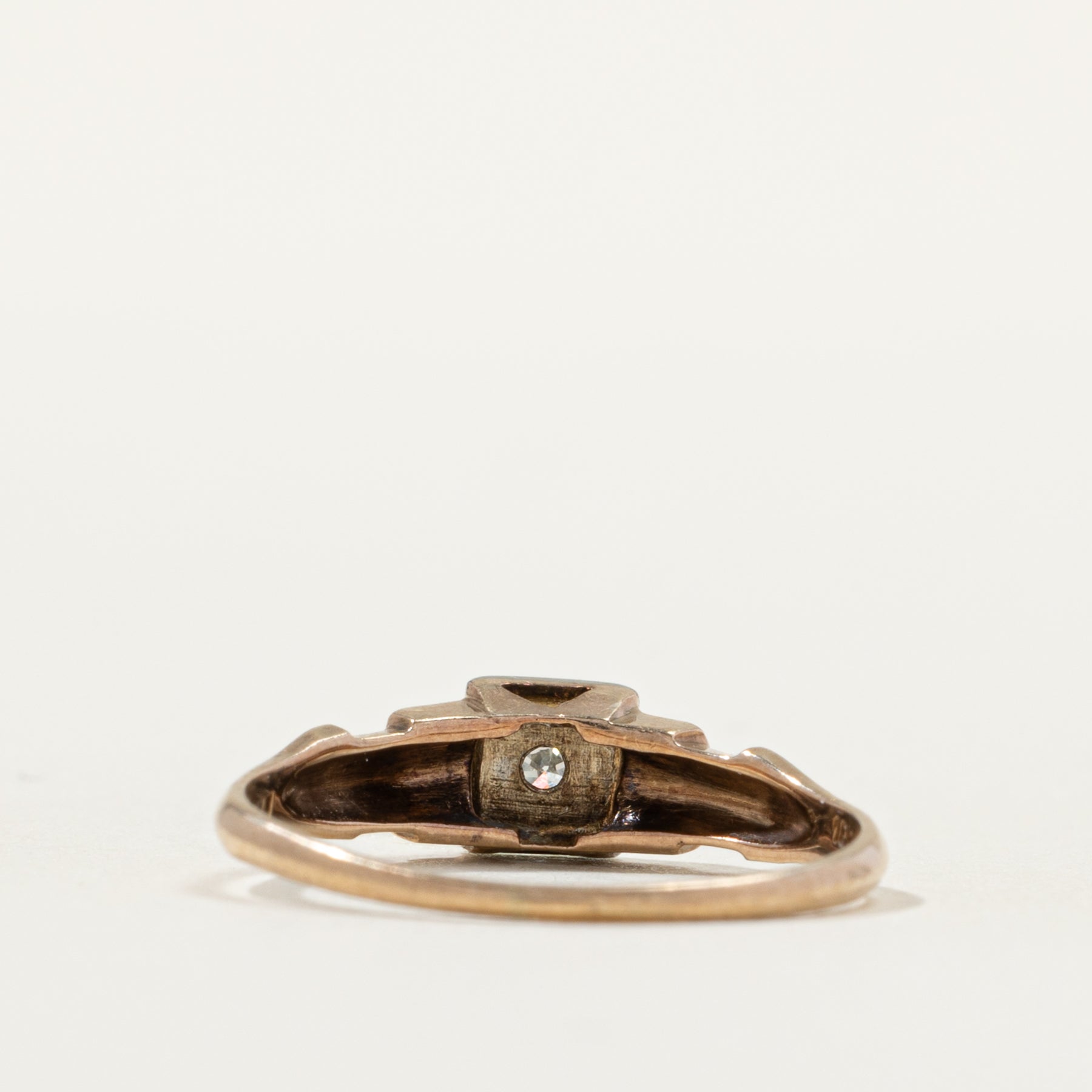 Two Tone Diamond Grooved Geometric Ring | SZ 5.75 |