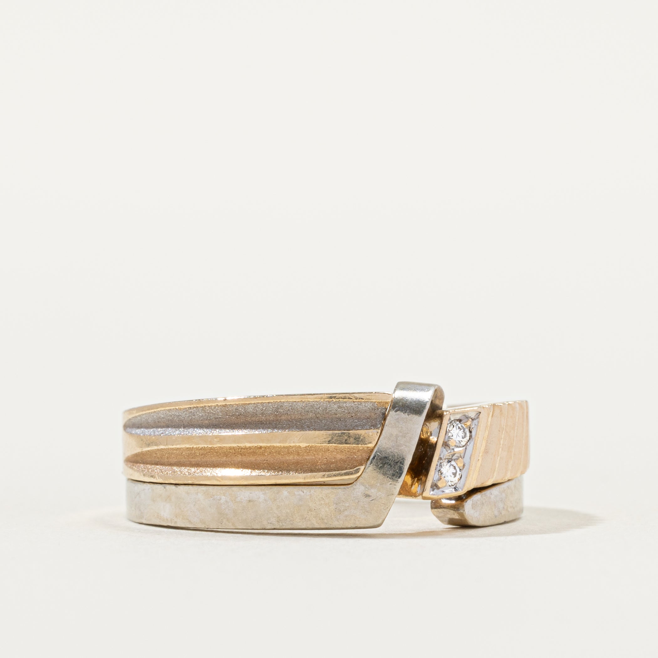 Two Tone Diamond Interlocking Band | SZ 7.0 |