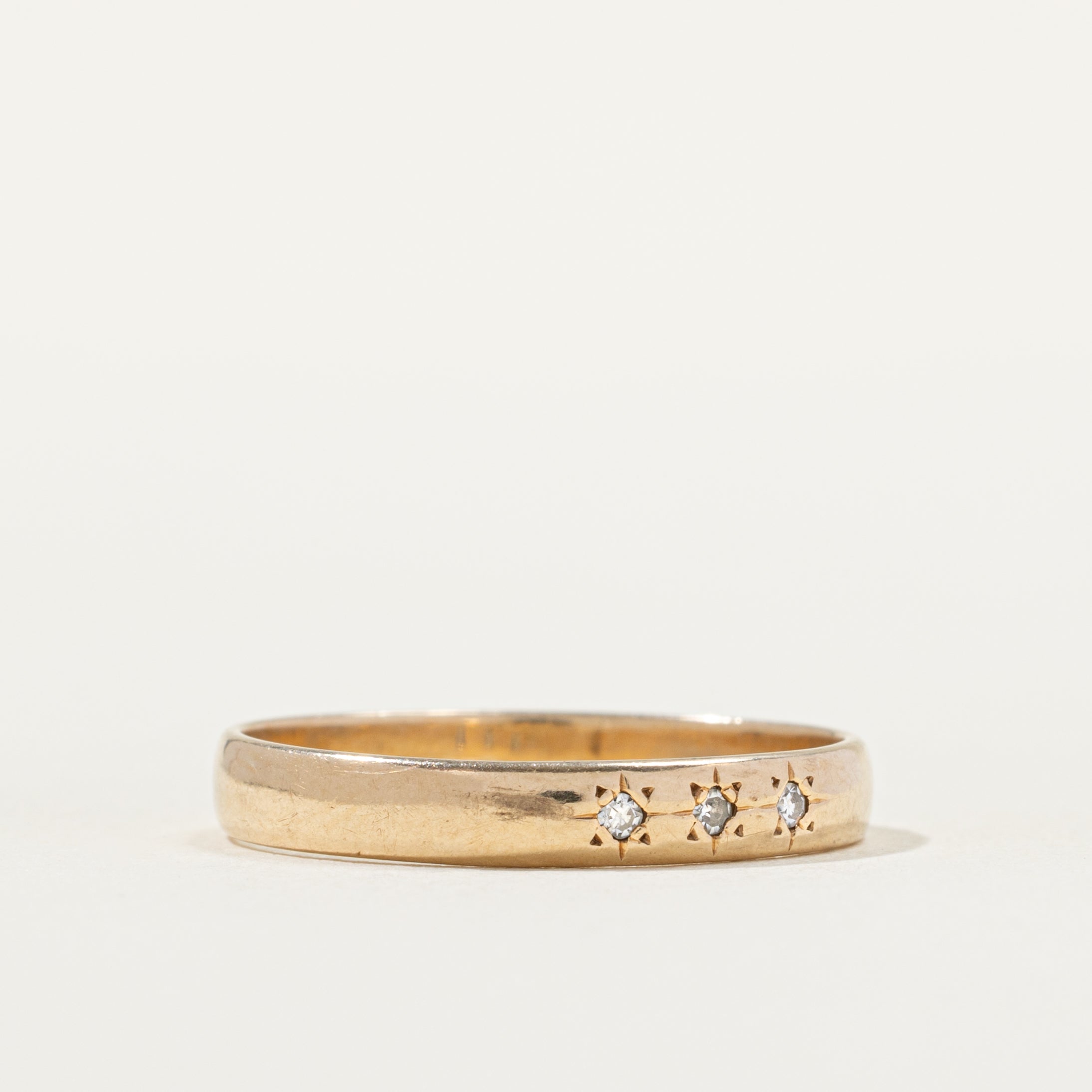 Three Stone Star Set Diamond Band | SZ 9.5 | 3.33mm |