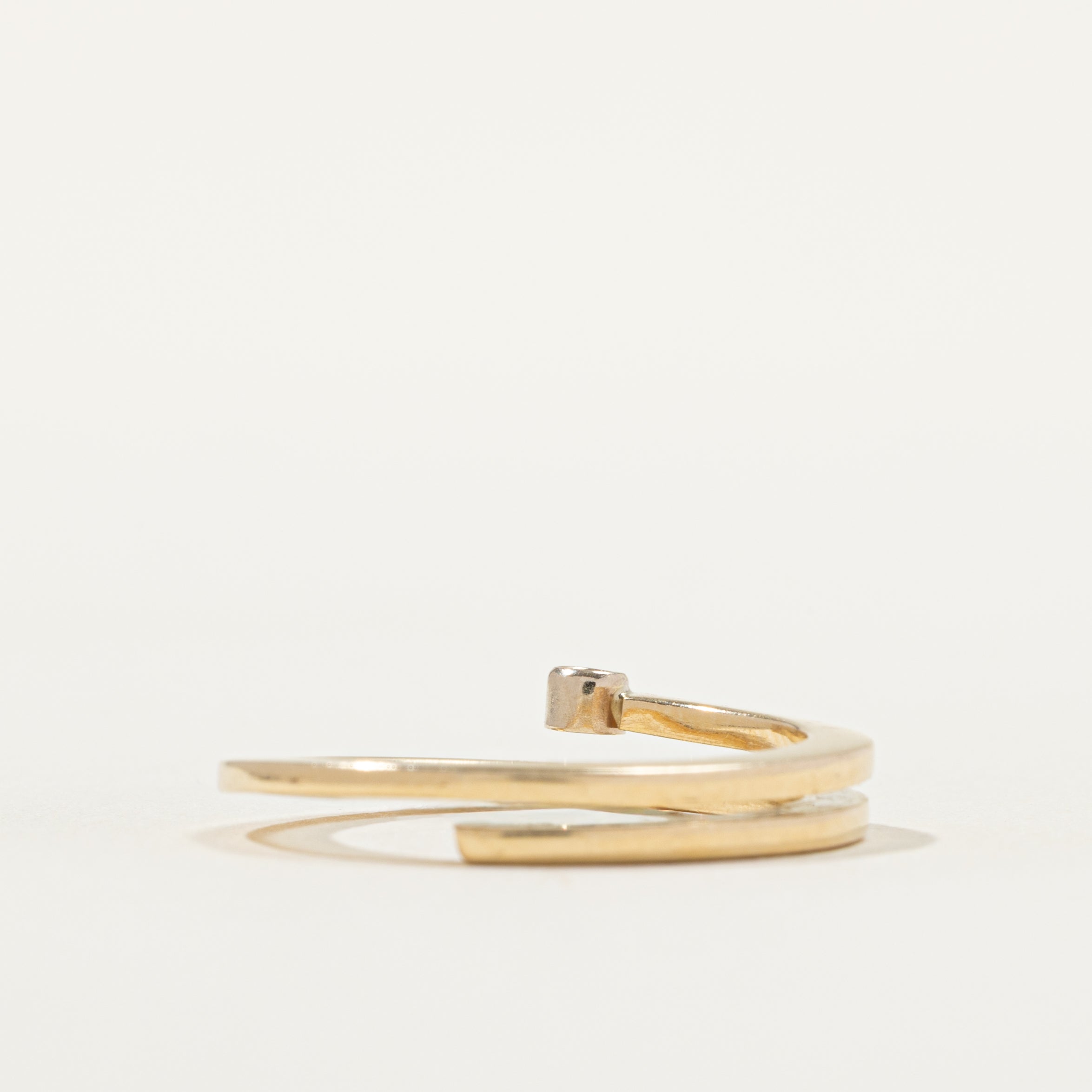 Bezel Set Side Diamond Bypass Ring | SZ 8.0 | 3.66mm |