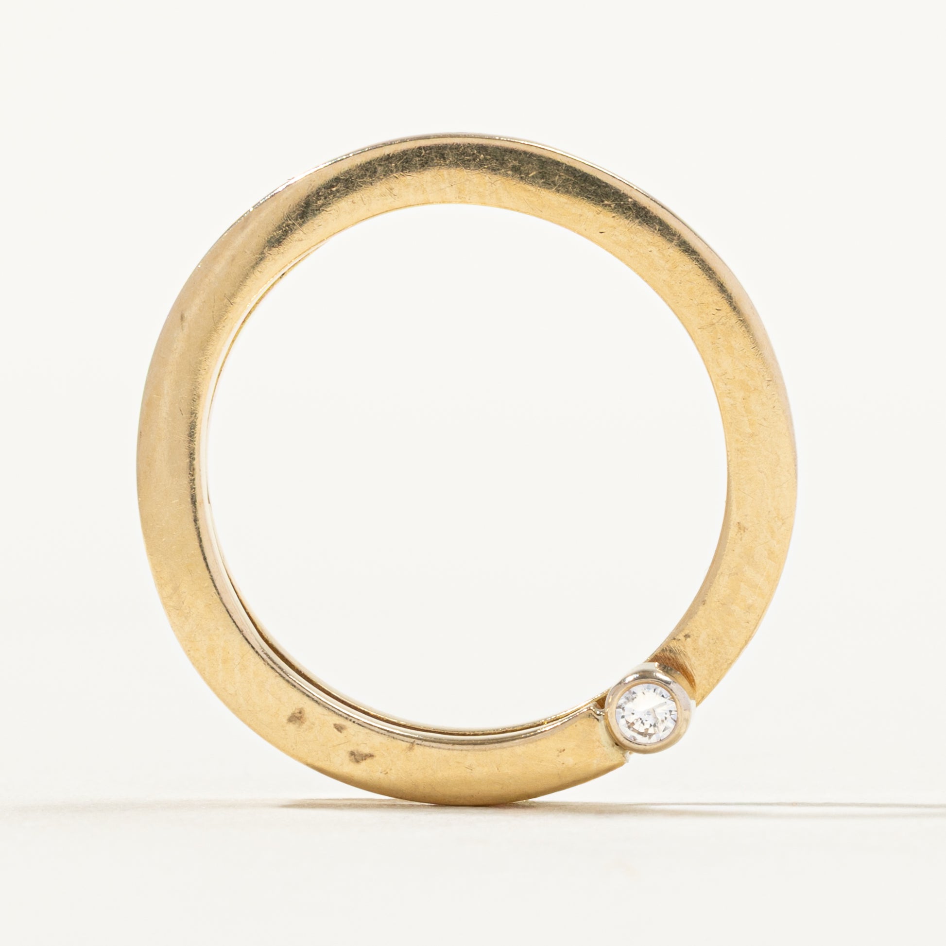 Bezel Set Side Diamond Bypass Ring | SZ 8.0 | 3.66mm |