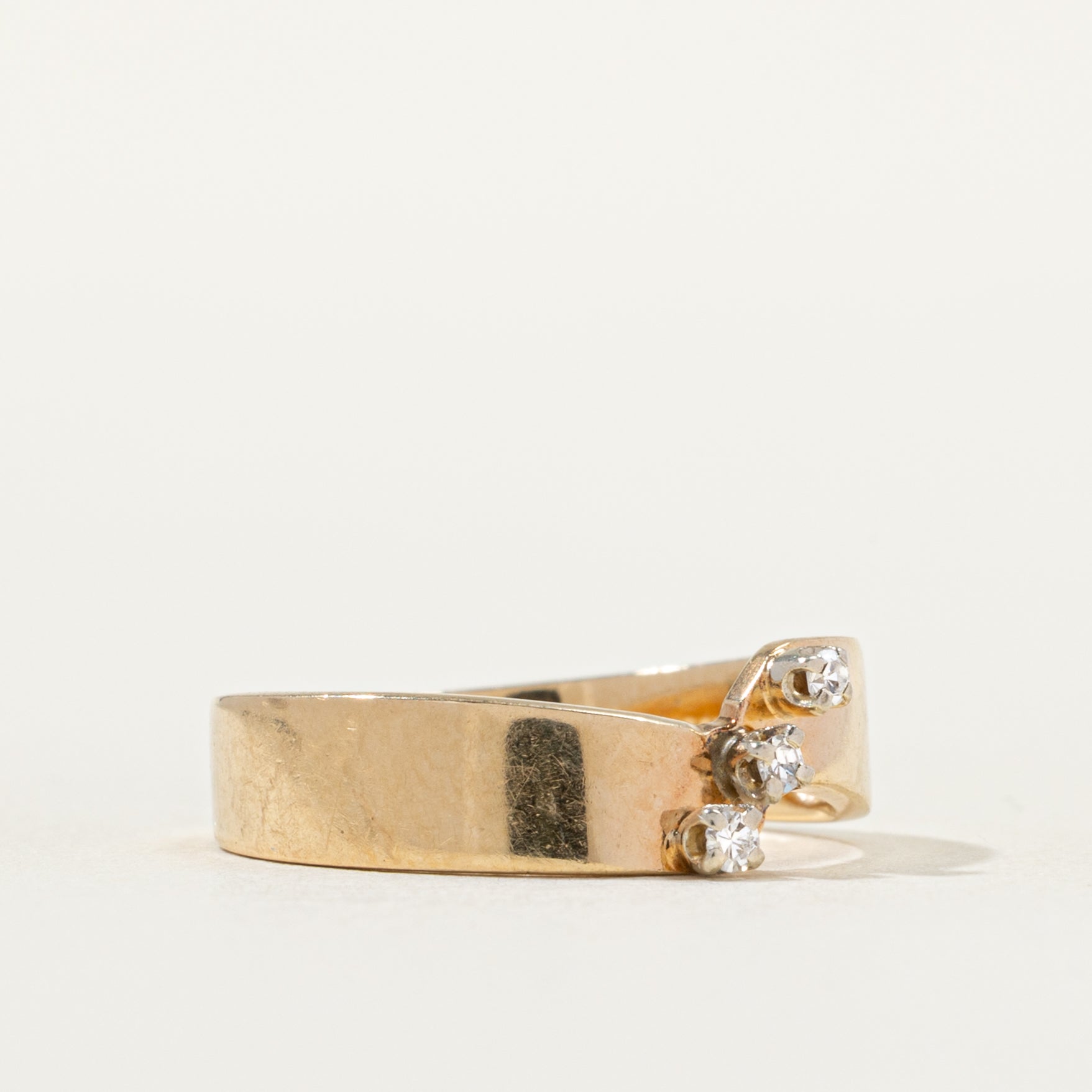 Diagonal Three Stone Diamond Band | SZ 4.25 |