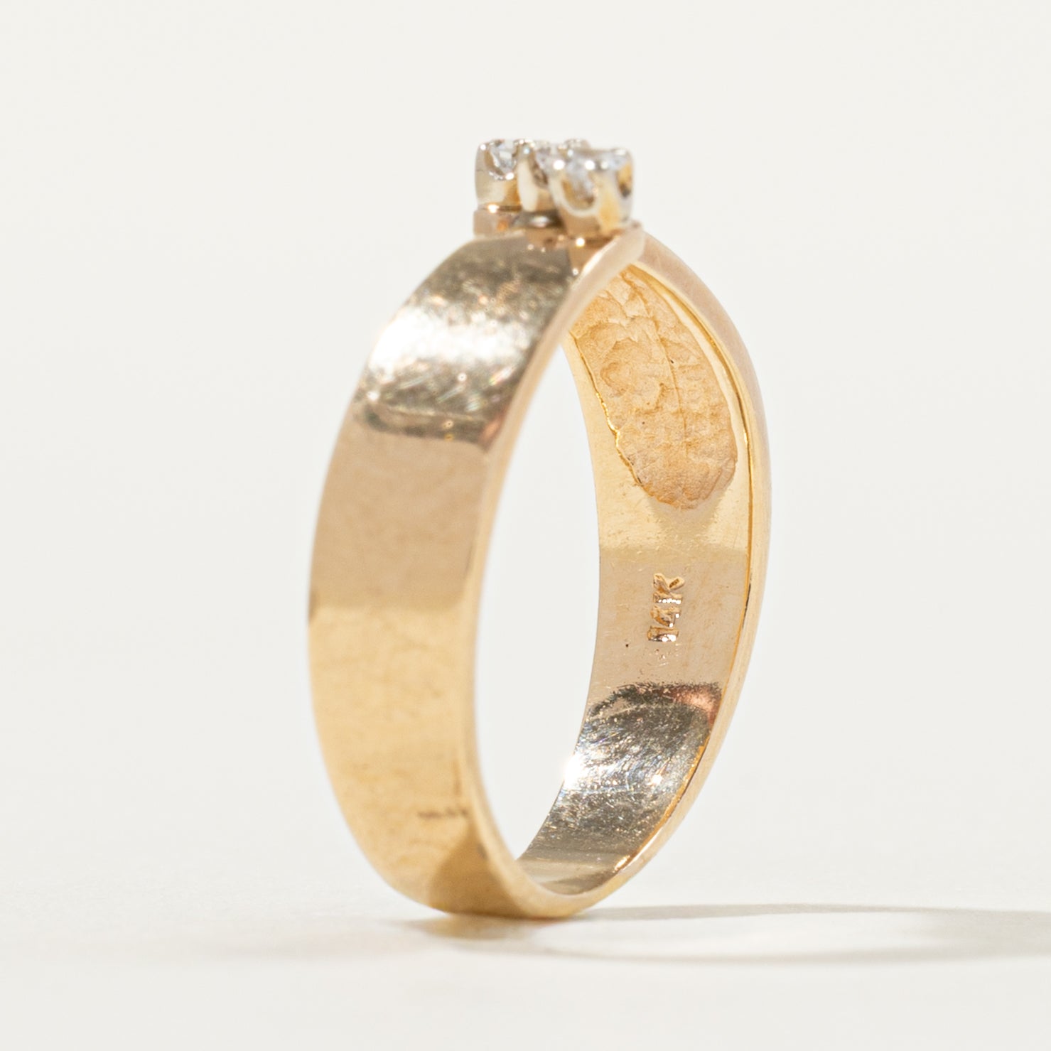 Diagonal Three Stone Diamond Band | SZ 4.25 |