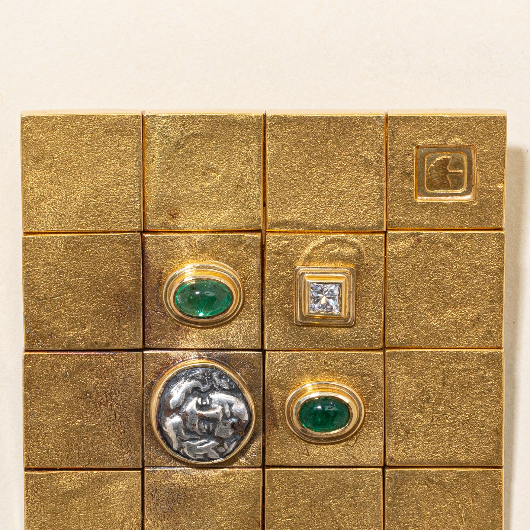 'Stittgen' Emerald & Diamond Medusa Grid Brooch | 0.84ctw, 0.25ct |