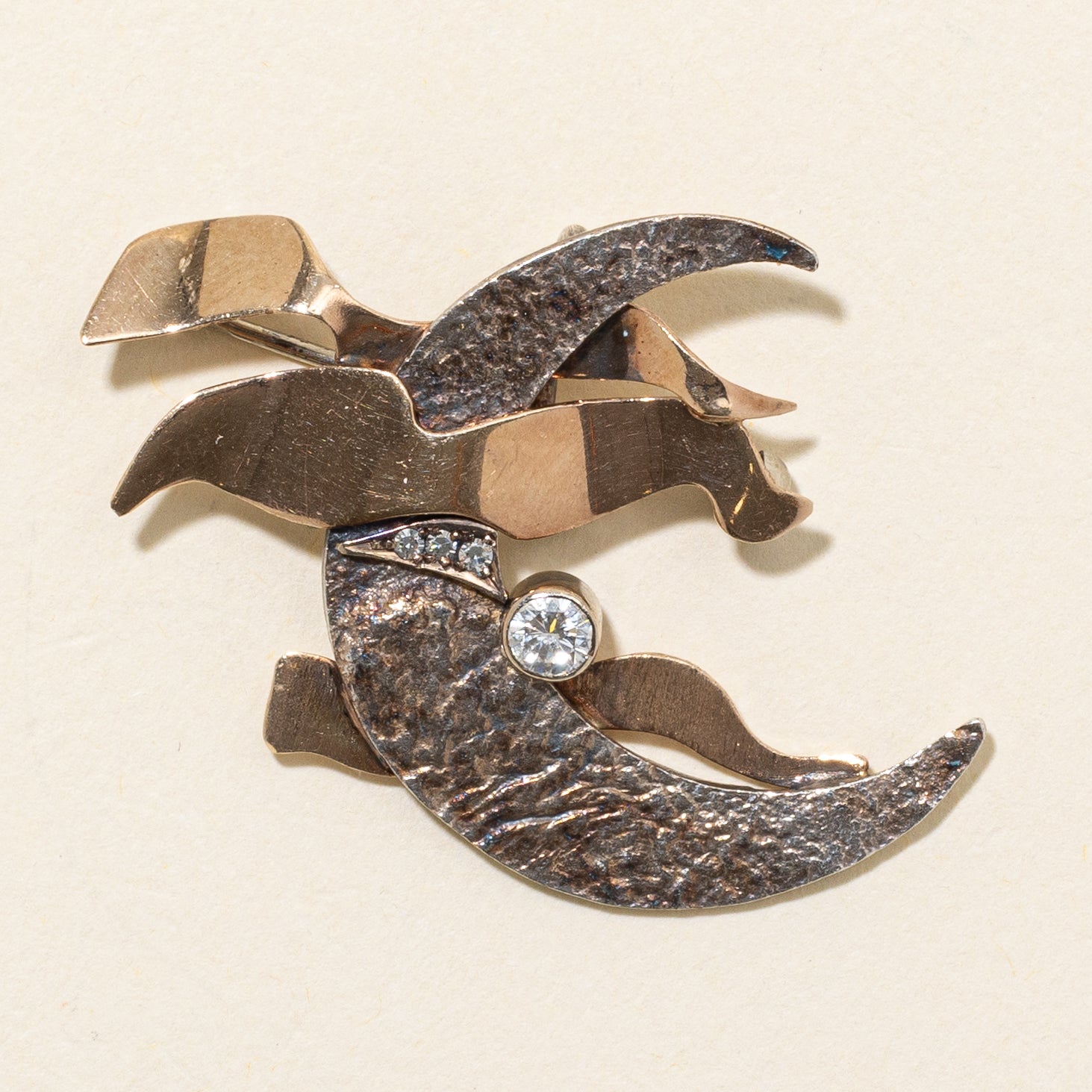 Textured Moon Diamond Brooch Pendant | 0.16ct |