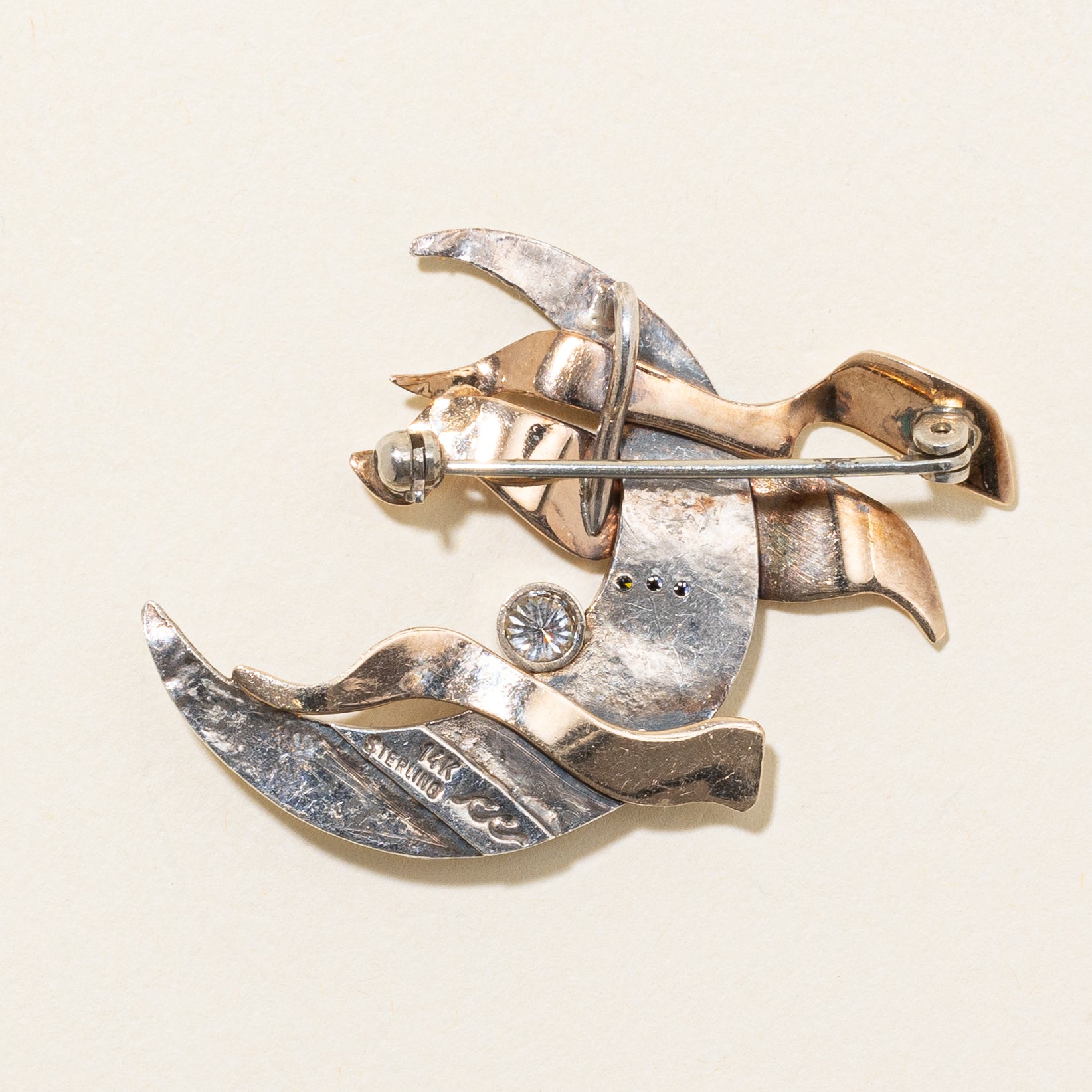 Textured Moon Diamond Brooch Pendant | 0.16ct |