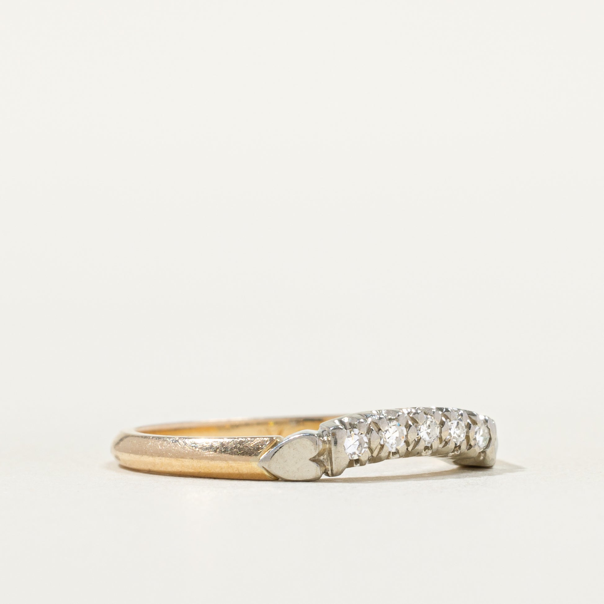 Two Tone Gold Five Stone Diamond Contour Ring | SZ 5.5 |