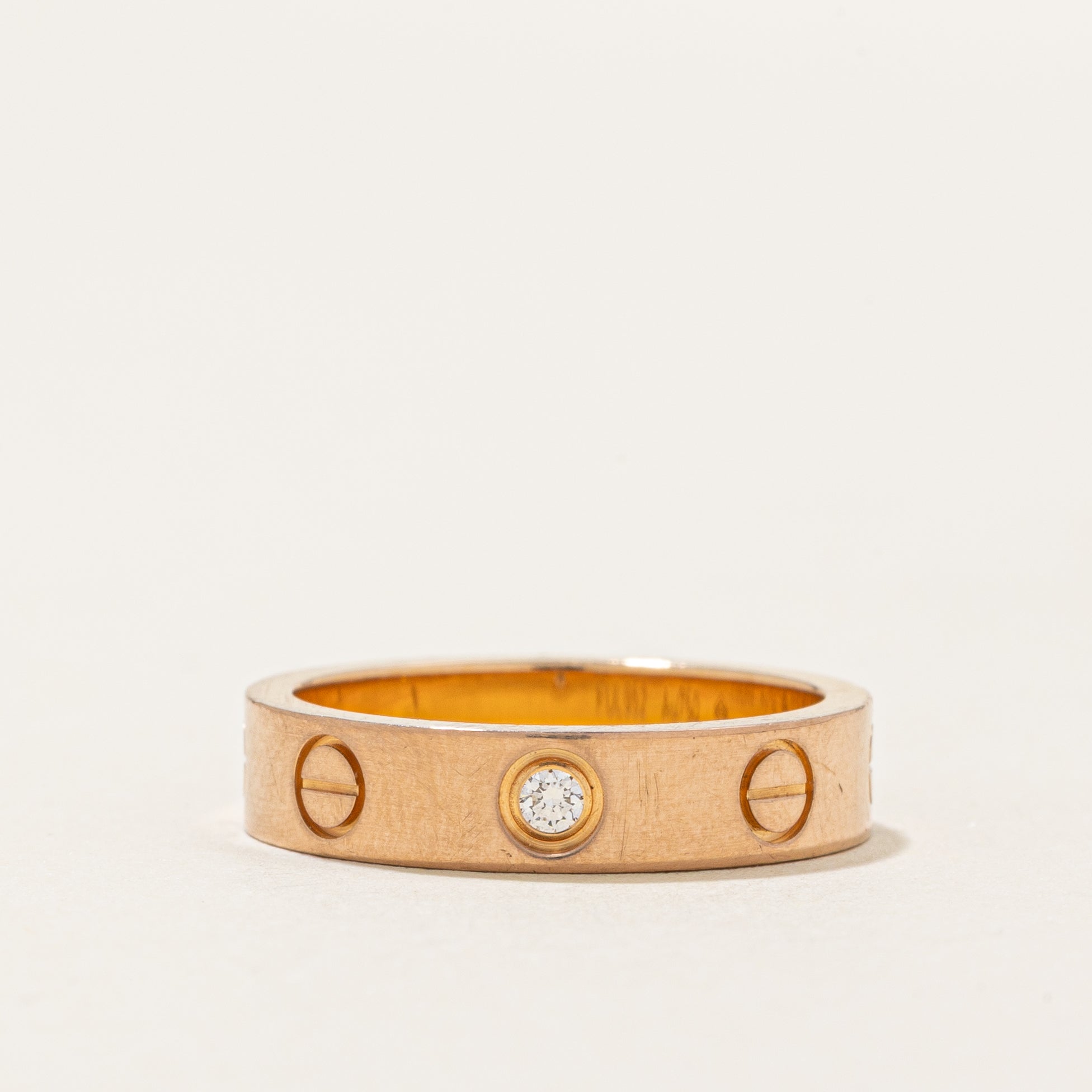 'Cartier' Love Ring, Small Model, 1 Diamond | 0.02ctw | 4mm | SZ 4.25 |