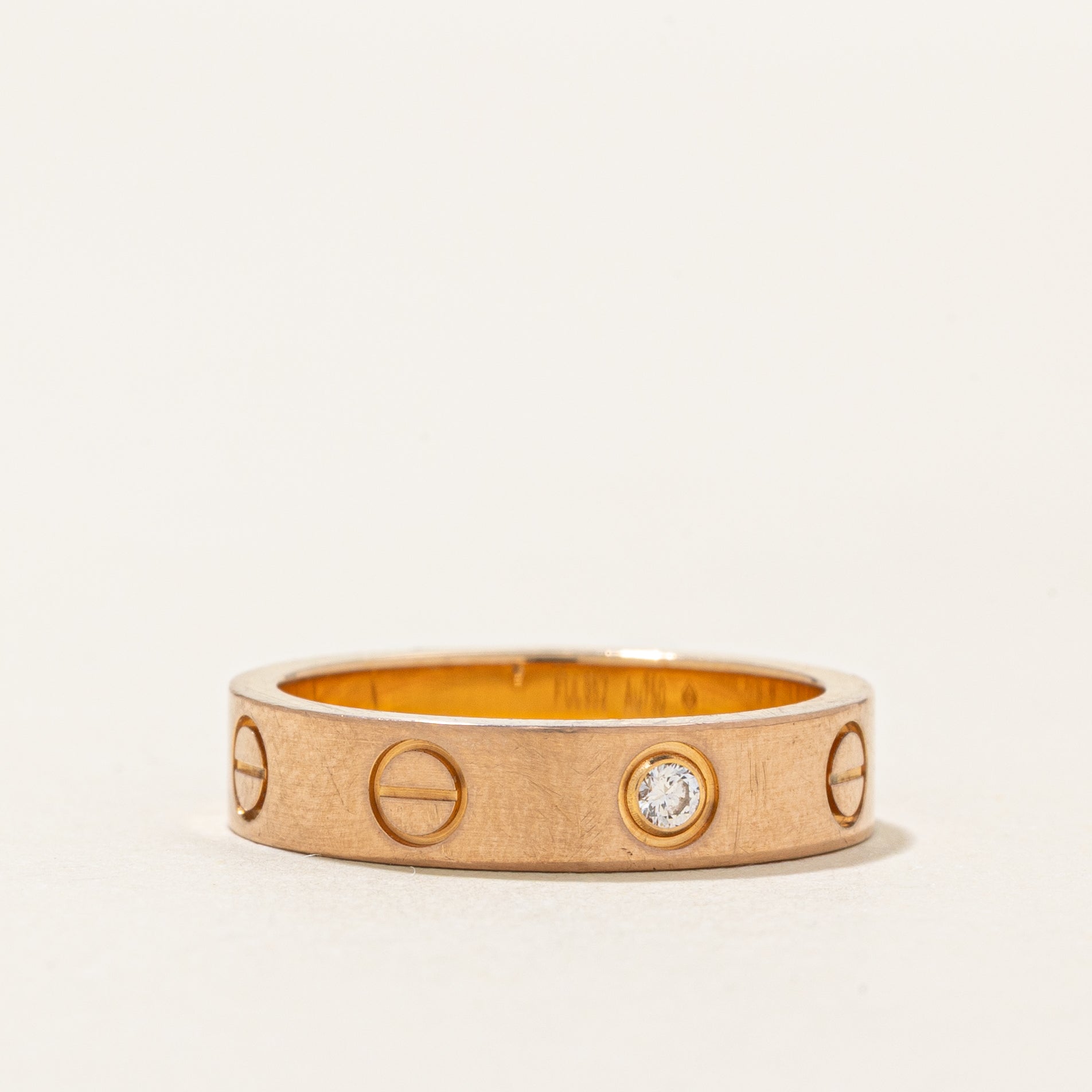 Bague « Cartier » Love, petit modèle, 1 diamant | 0,02 ct | 4 mm | Taille 4,25 |