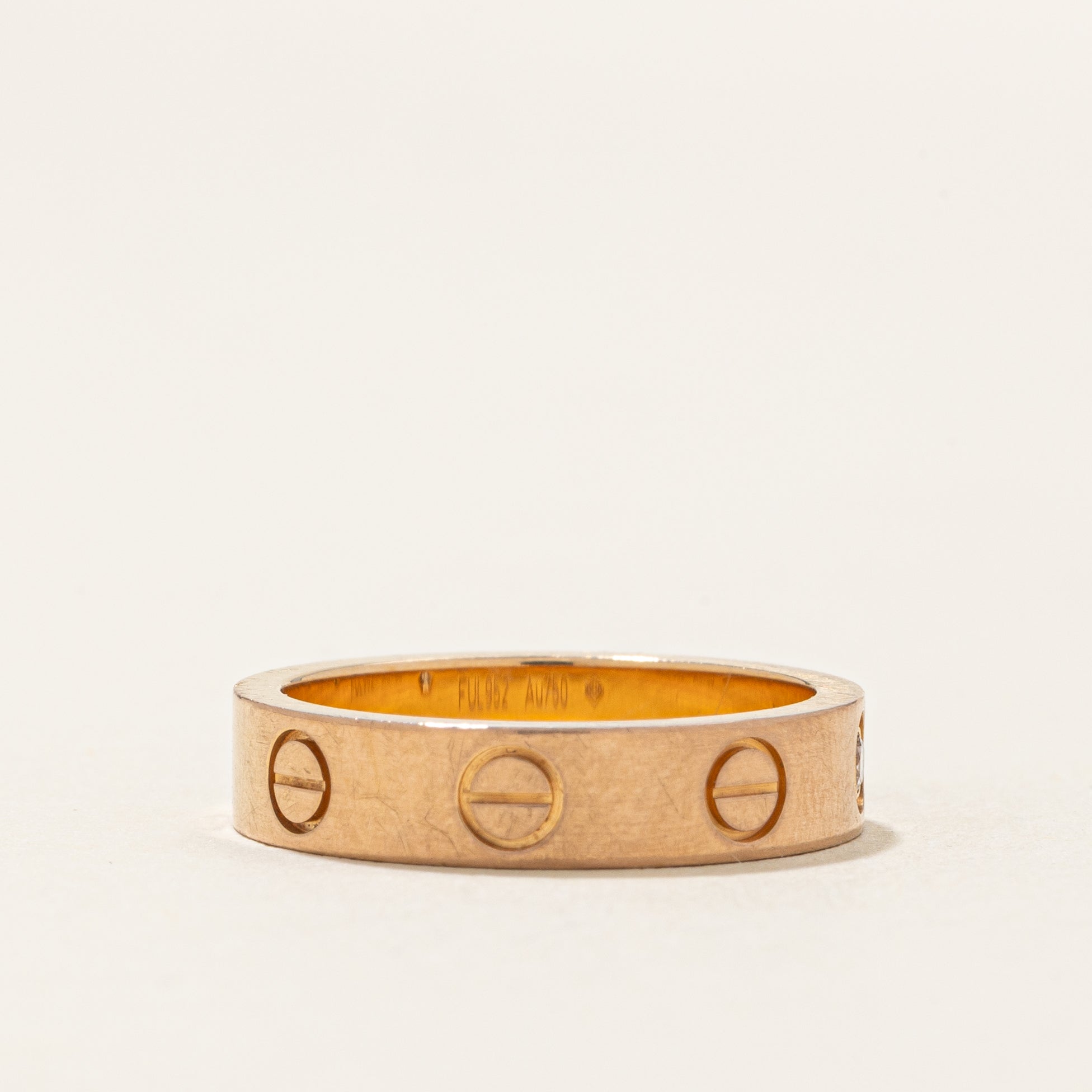Bague « Cartier » Love, petit modèle, 1 diamant | 0,02 ct | 4 mm | Taille 4,25 |